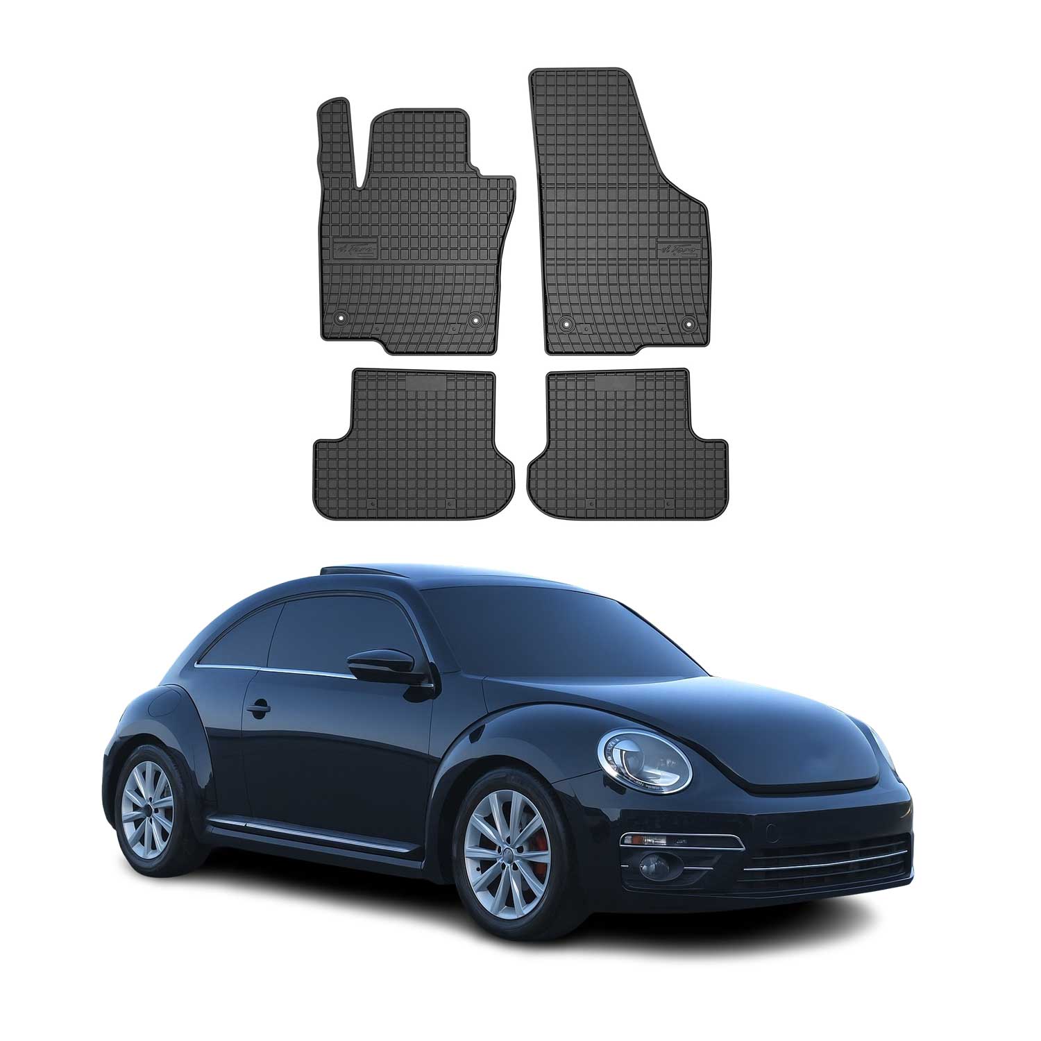 2011-2019 VW Beetle Floor Mats Liners Full Set All Weather Rubber Black
