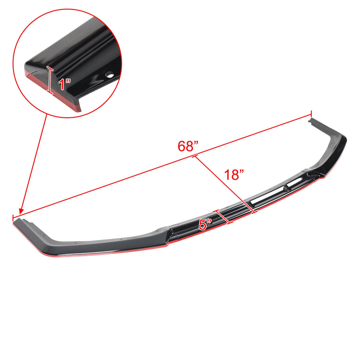 2017-2021 Honda Civic Si Glossy Black/Red Trim 3Pcs Front Bumper Lip Kit