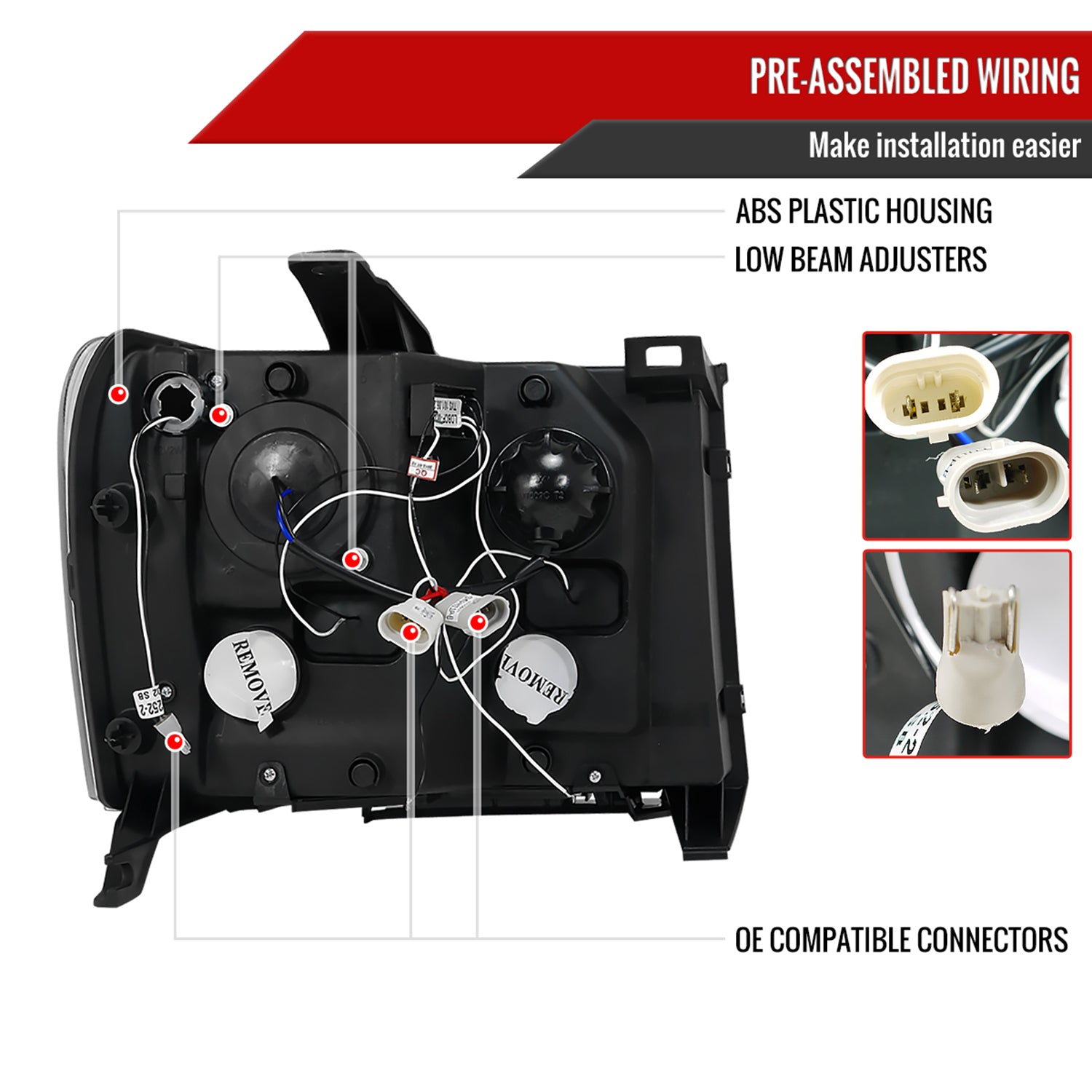 2007-2014 GMC Sierra Dual Halo Projector Headlights Chrome/Clear Lens