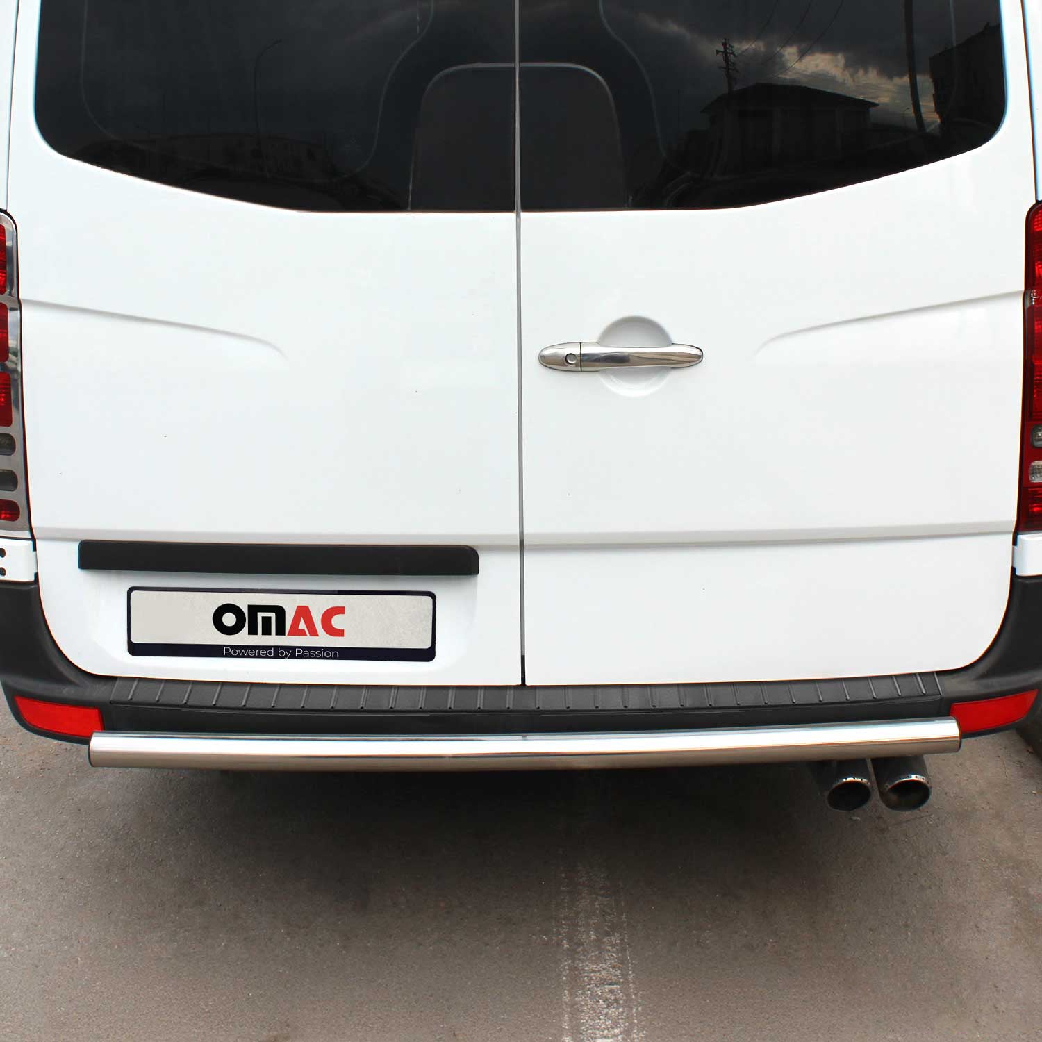 Rear Bumper Sill Cover for Dodge / Mercedes Sprinter 2007-18 Dark Chrome Brushed