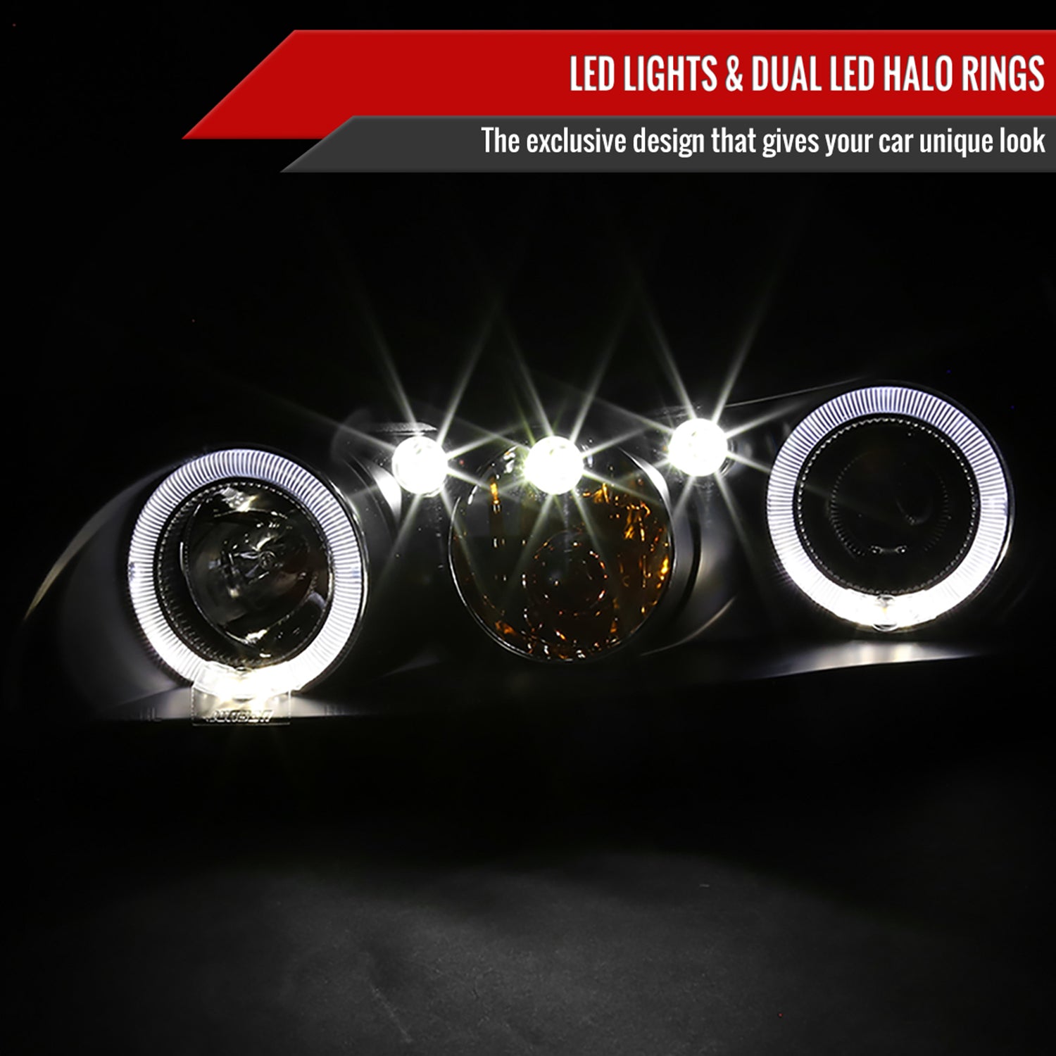 1997-2005 Chevy Malibu/Oldsmobile Cutlass Dual Halo Projector Headlights Black