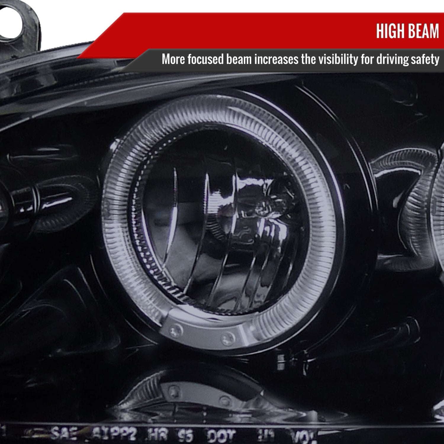 1998-2002 Honda Accord Dual Halo Projector Headlights Glossy Black/Smoke Lens