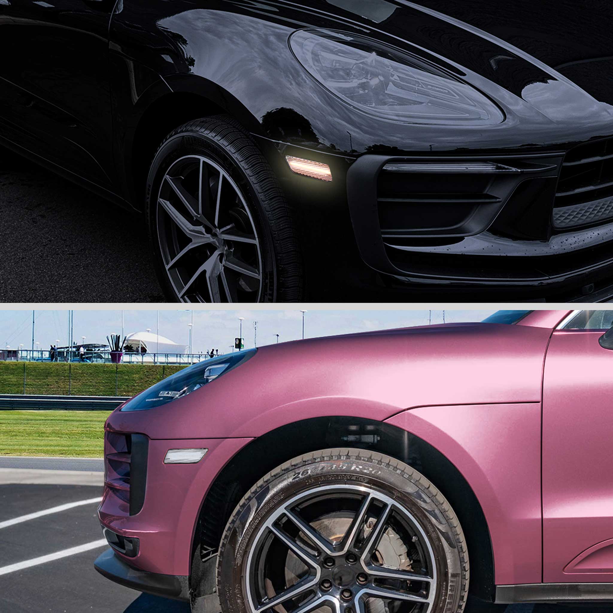 For Porsche Macan 2014-2022 Front Bumper LED Side Marker Turn Signal Lights Chrome Housing Clear Lens