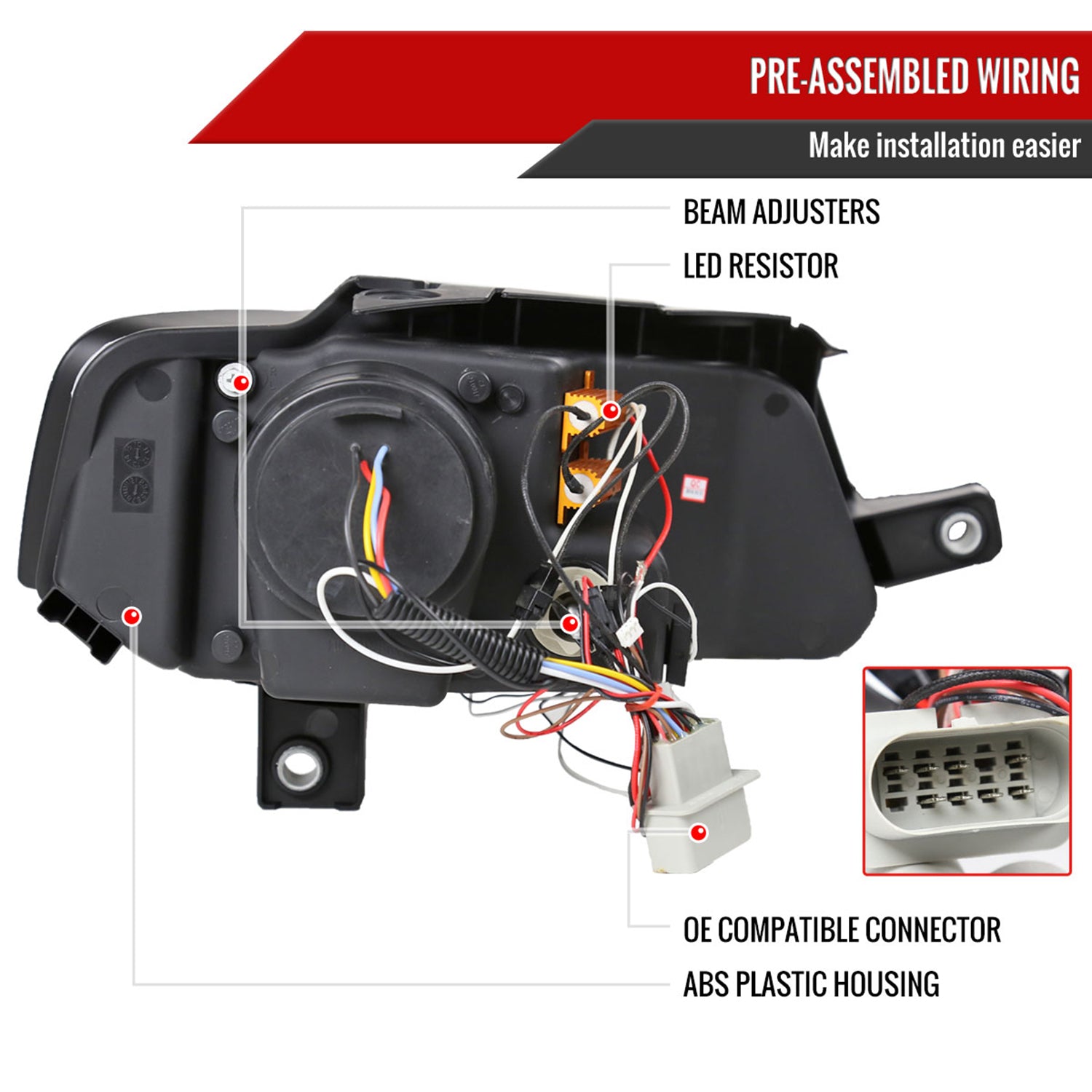 2006-2010 VW Passat Halo Projector Headlights R8 LED Light Strip Matt Black