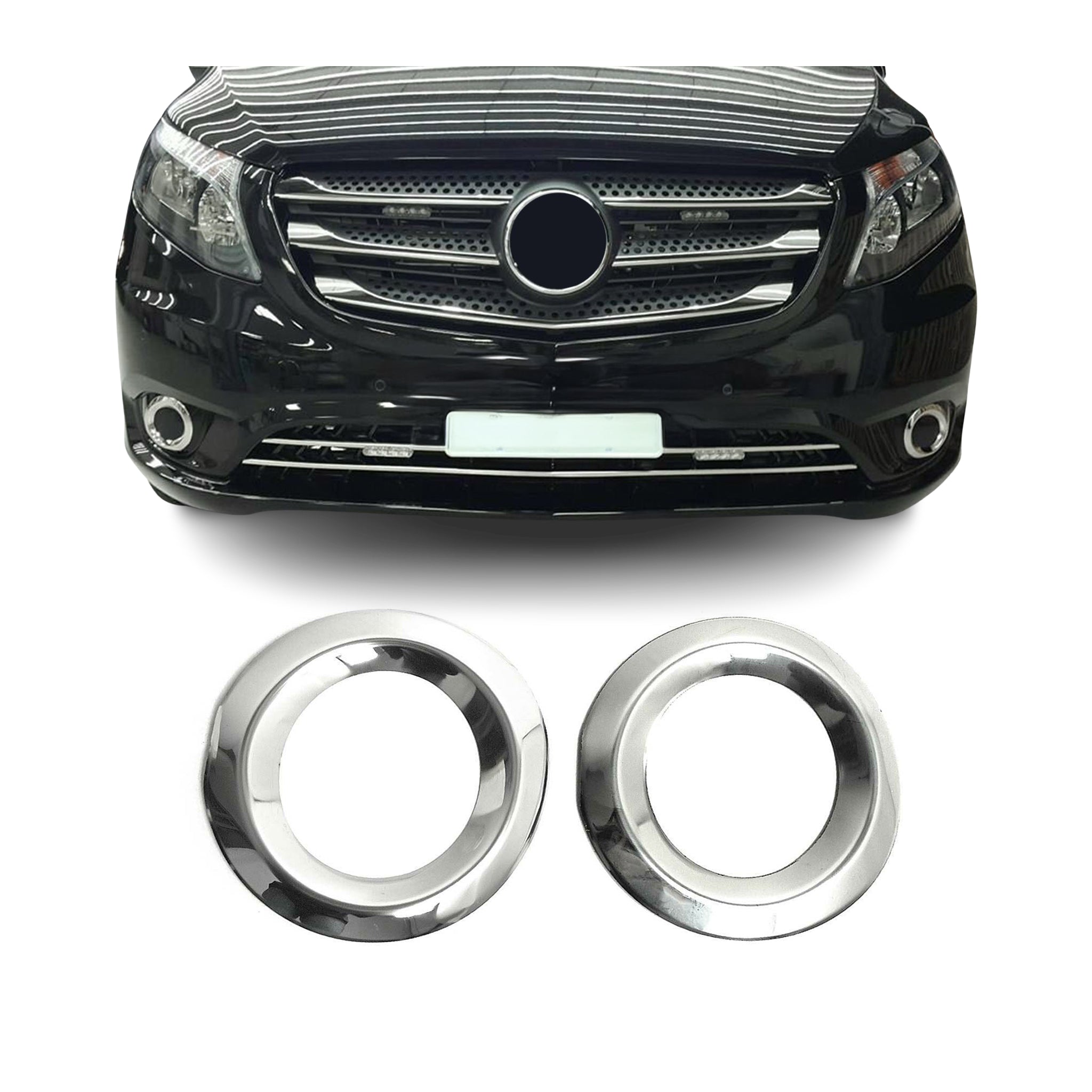 2016-2024 Mercedes Metris Fog Light Lamp Bezel Cover Stainless Steel 2Pcs