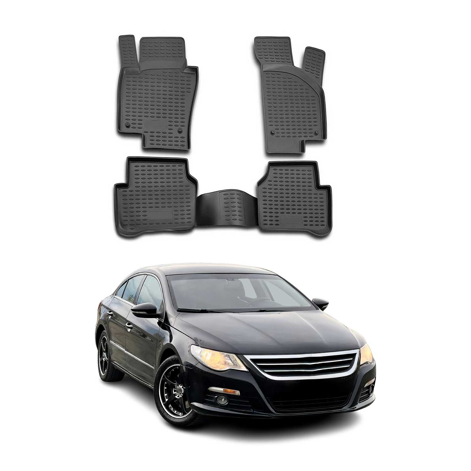 2009-2017 VW CC Floor Mats Liners Full Set All Weather Black