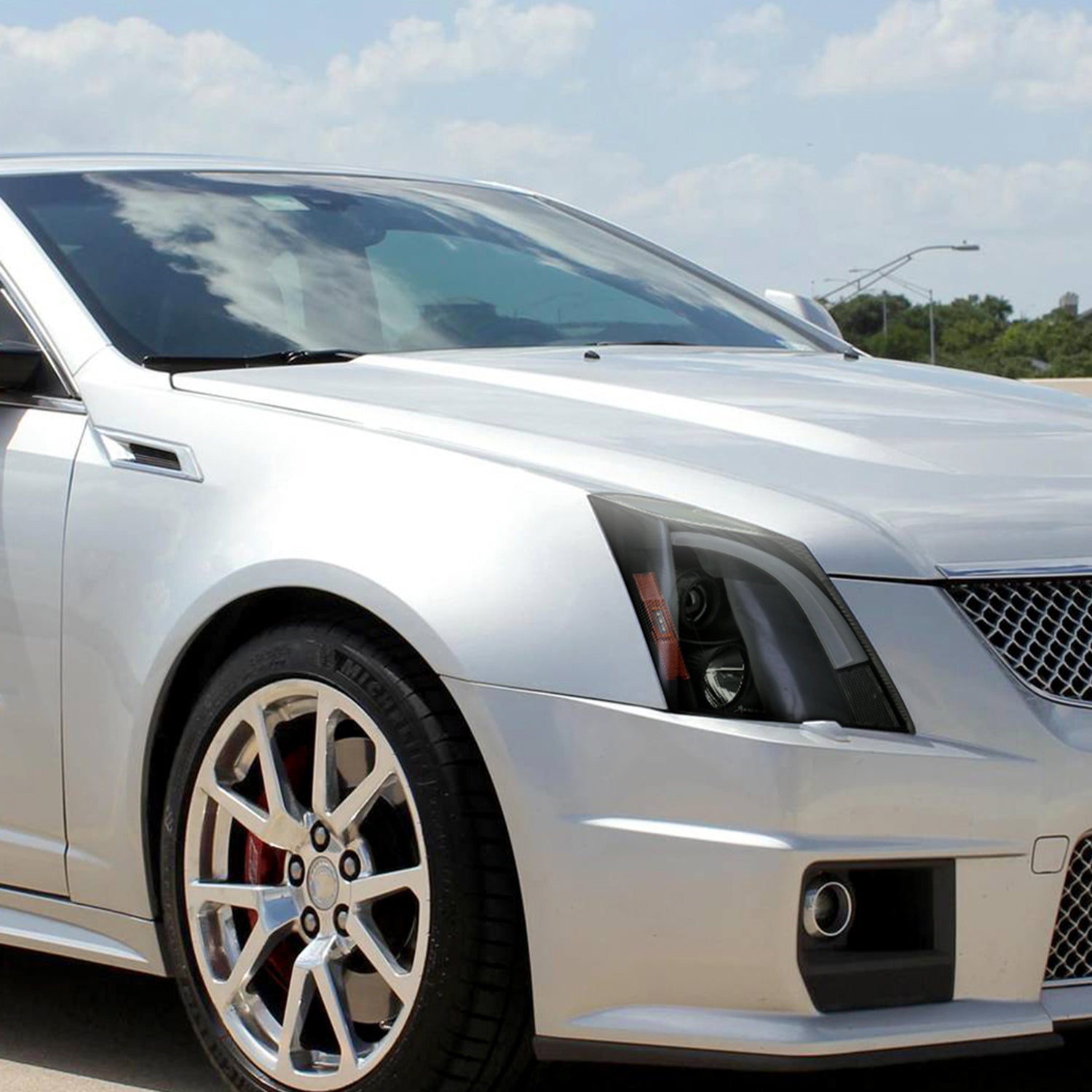 2008-2014 Cadillac CTS Sequential LED Bar Projector Headlights Matt Smoke