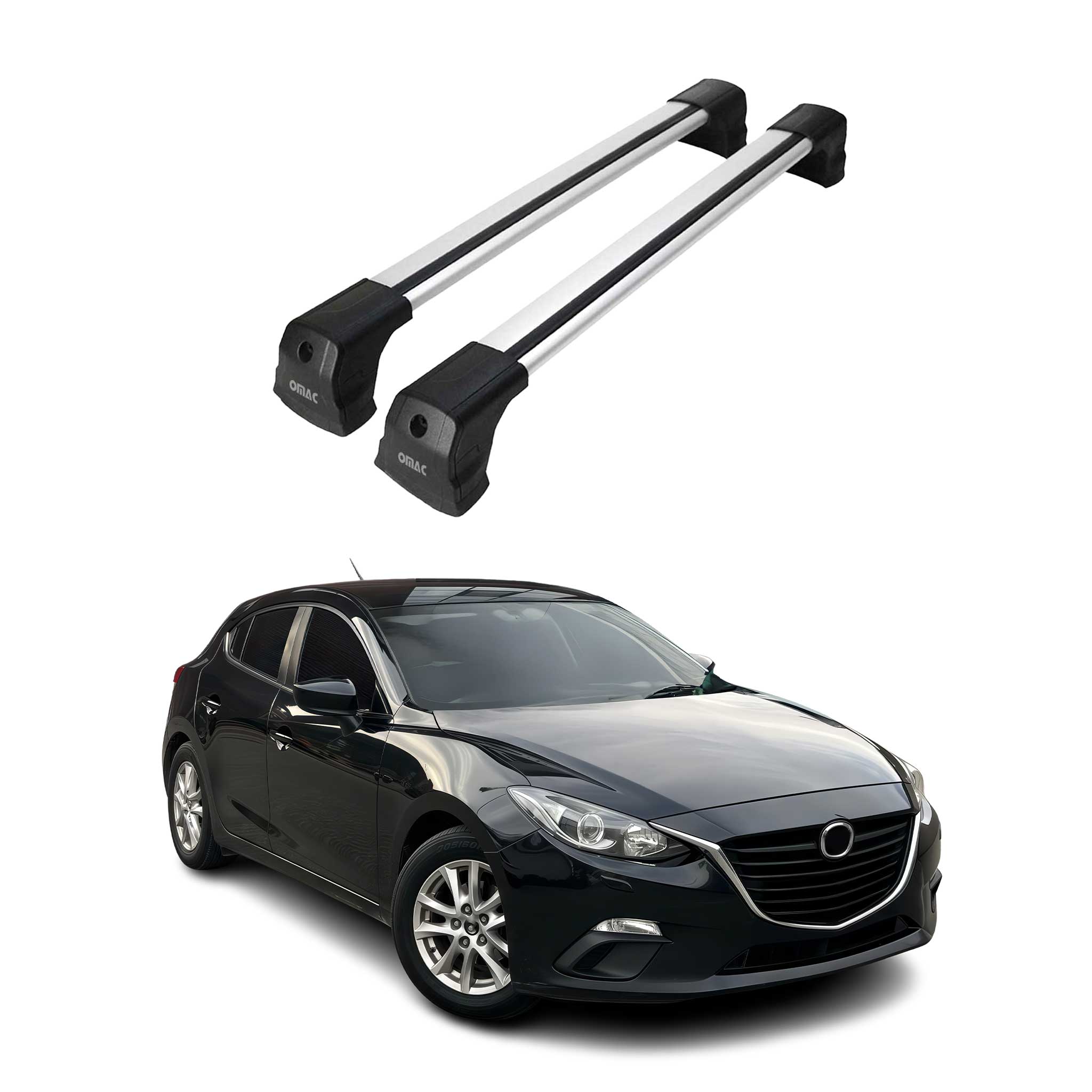 2014-2018 Mazda 3 Hatchback Roof Rack Cross Bars Silver