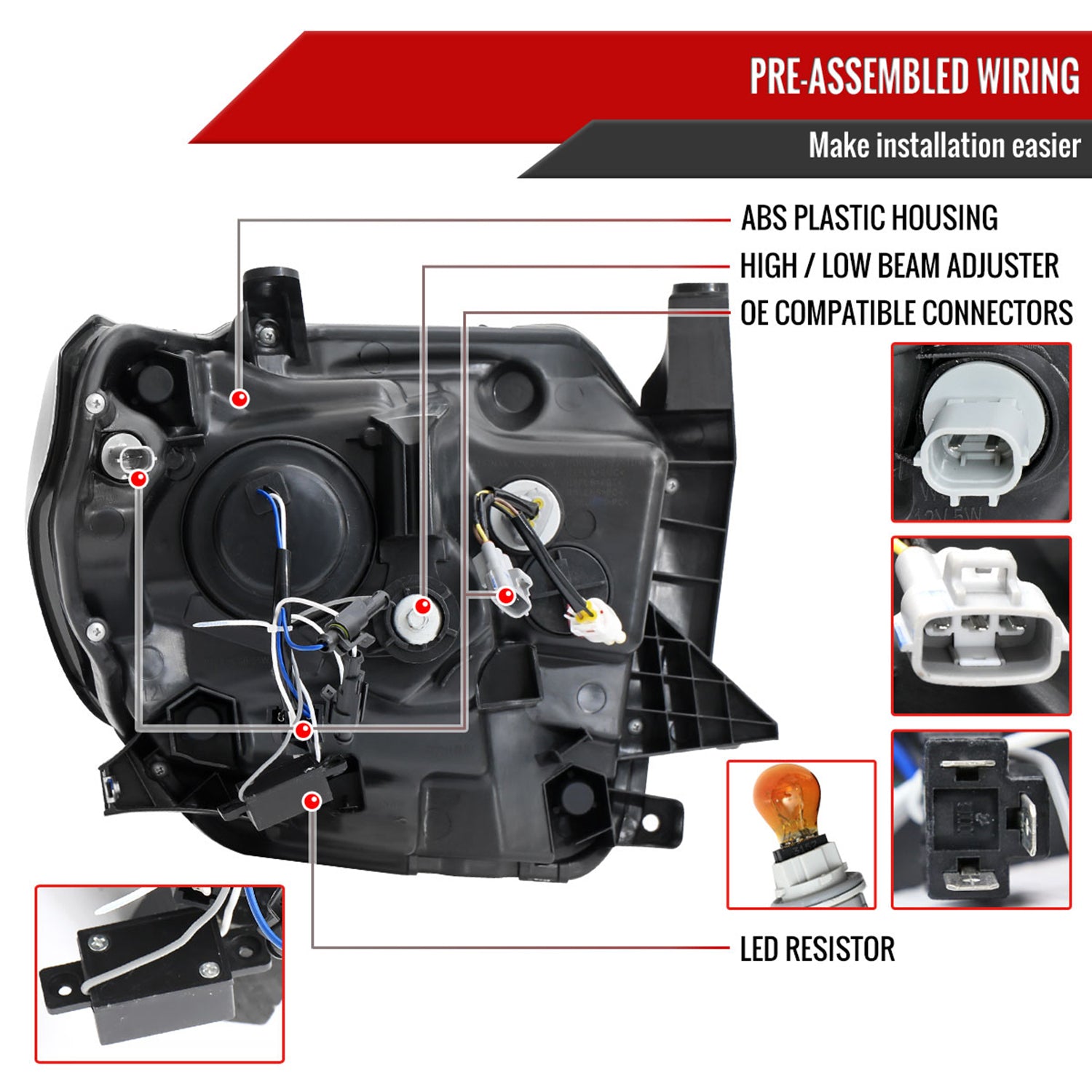 2014-2021 Toyota Tundra LED Projector Headlights Chrome Housing/Smoke Lens