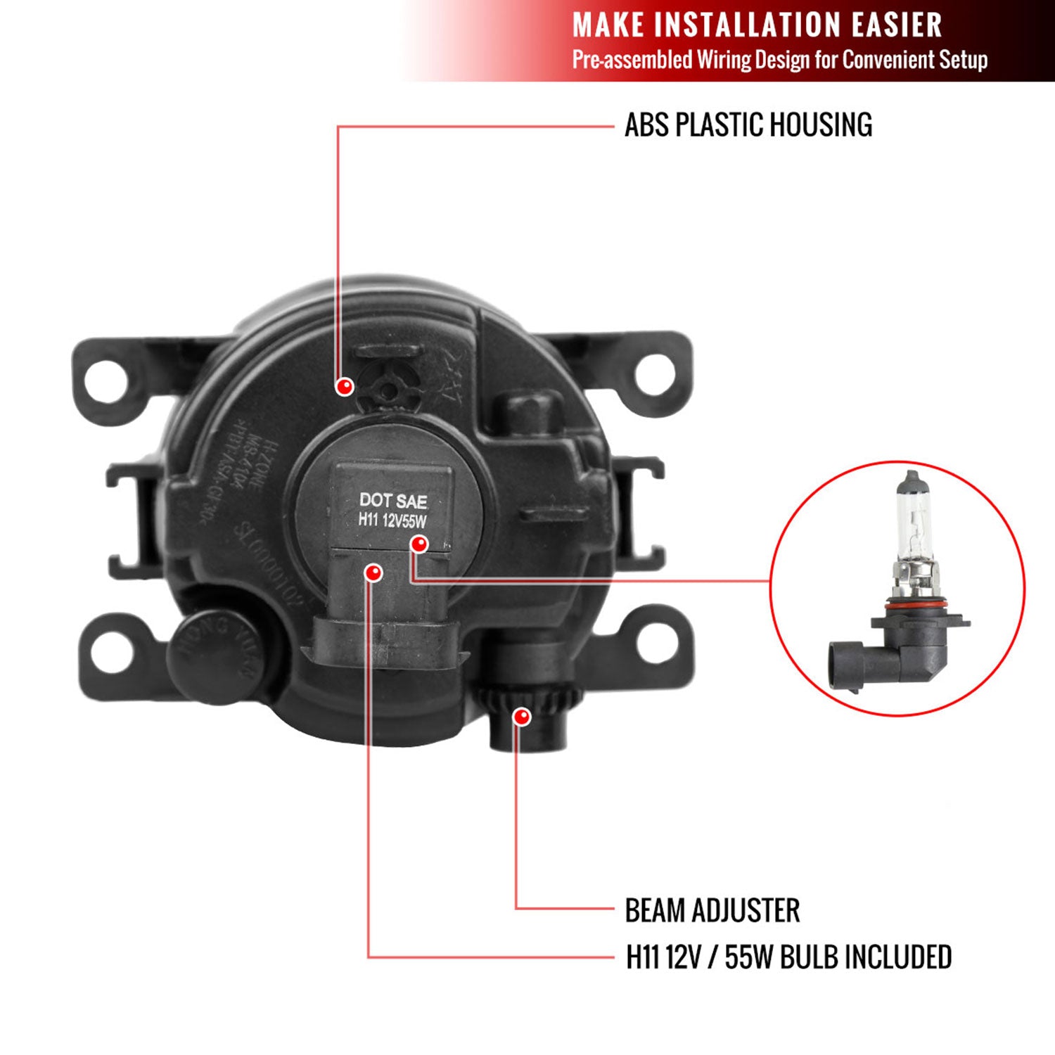 2017-2020 Nissan Pathfinder H11 Fog Lights Switch & Wiring Harness Chrome