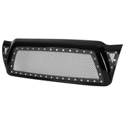 2005-2011 Toyota Tacoma Glossy Black ABS Rivet Style Grille w/ S.Steel Mesh