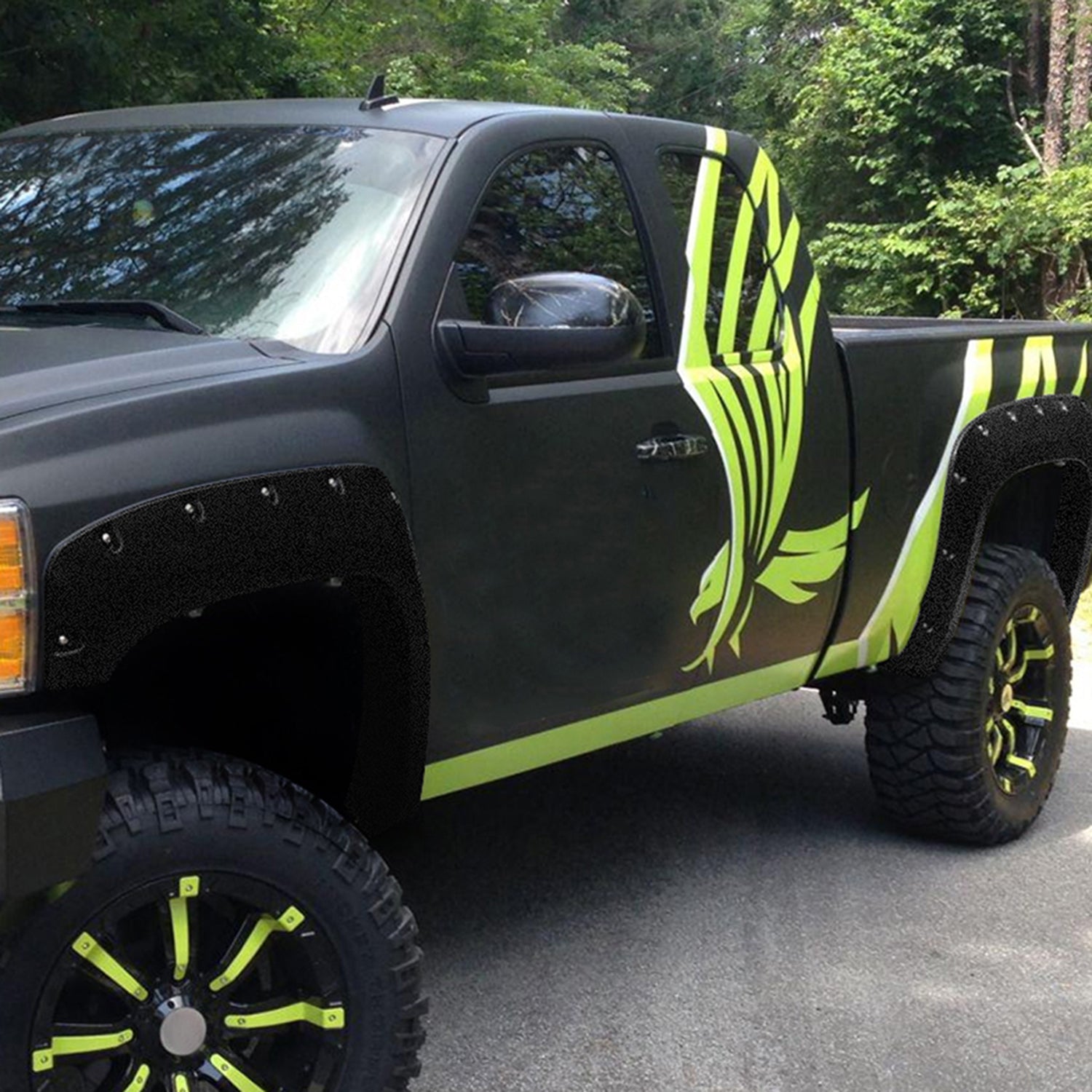 2007-2013 Chevy Silverado Black Rugged Texture Rivet Style Fender Flares