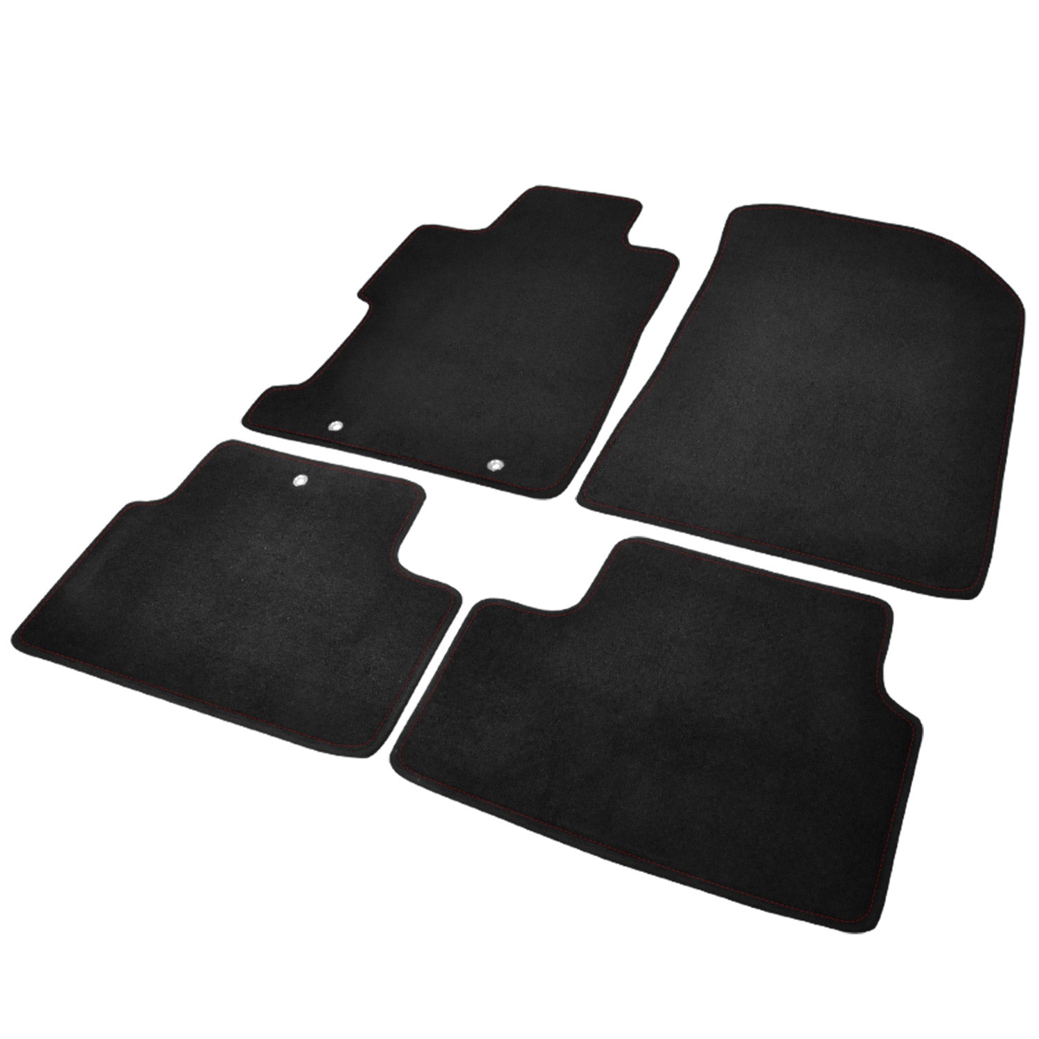 2006-2010 Honda Civic Coupe Black Carpet Floor Mats Red Stitching 4Pcs