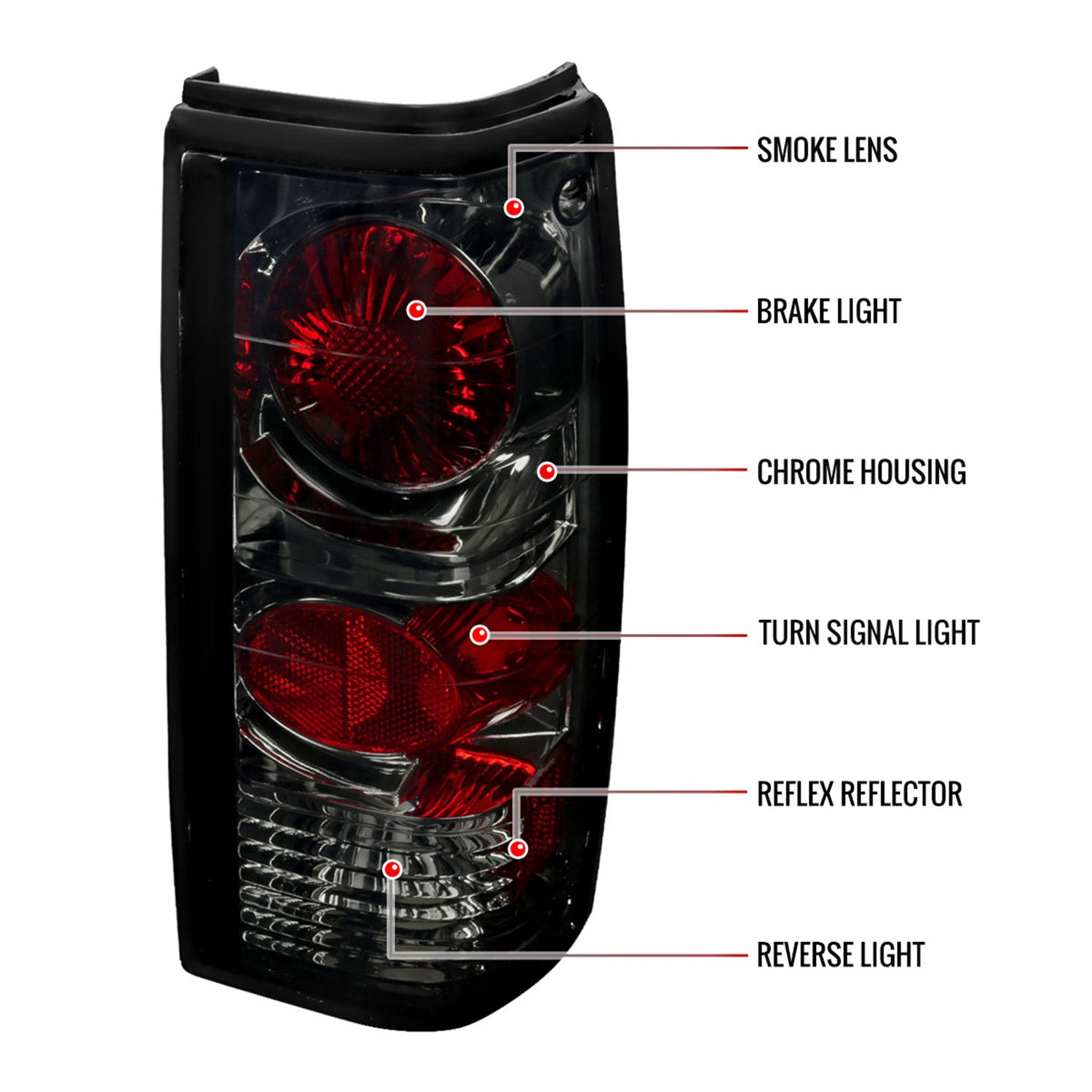 1982-1994 Chevy S10/Blazer GMC S15/Sonoma Tail Lights Chrome/Smoke Lens