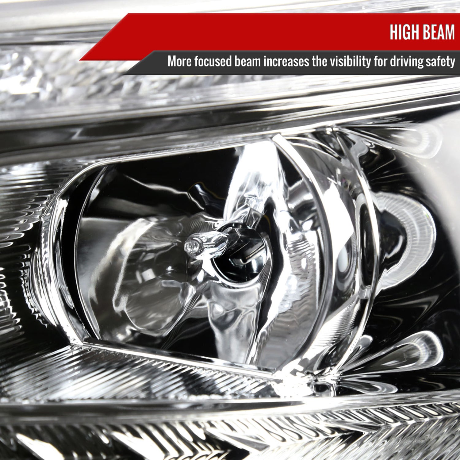 2008-2012 Honda Accord Sedan Single Halo Headlights LED Light& Signal Chrome