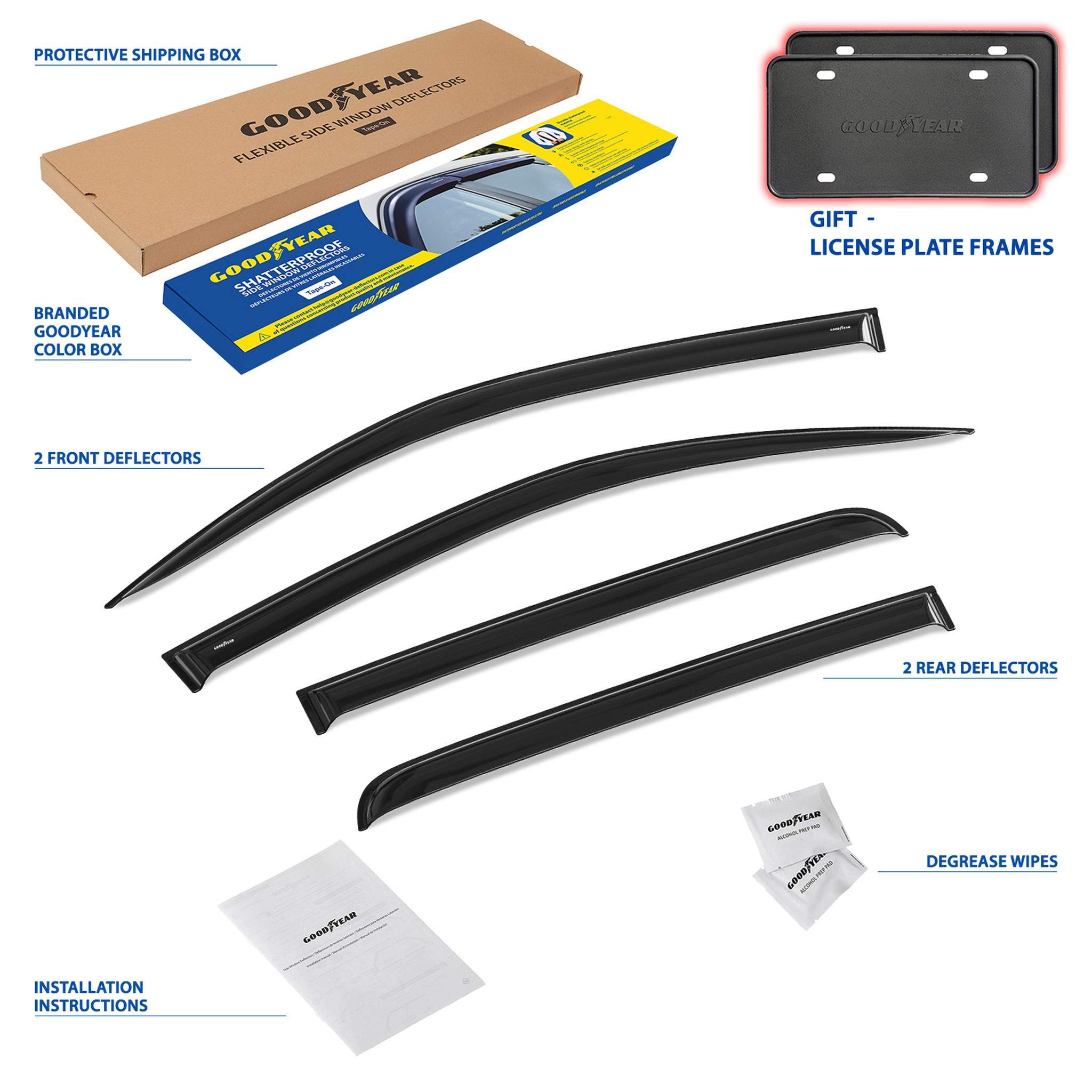 Goodyear Wind Deflectors for Chevrolet Colorado 2023-2026 Crew Cab Smoke 4Pcs