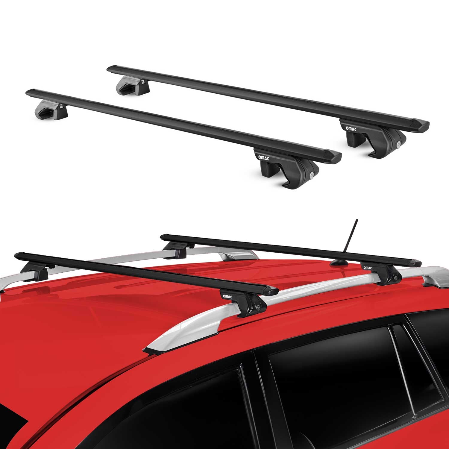 2007-2012 Hyundai Santa Fe Roof Rack Cross Bars Black