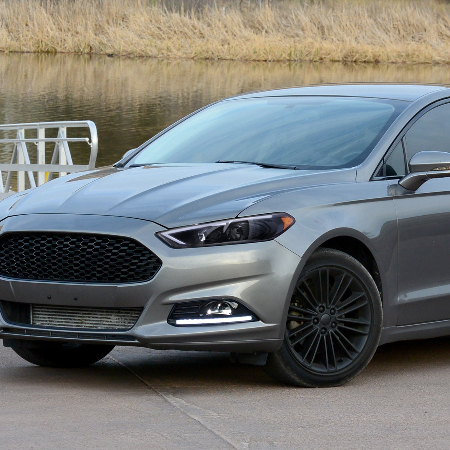 2013-2016 Ford Fusion Sequential Turn Signal Projector Headlights Black