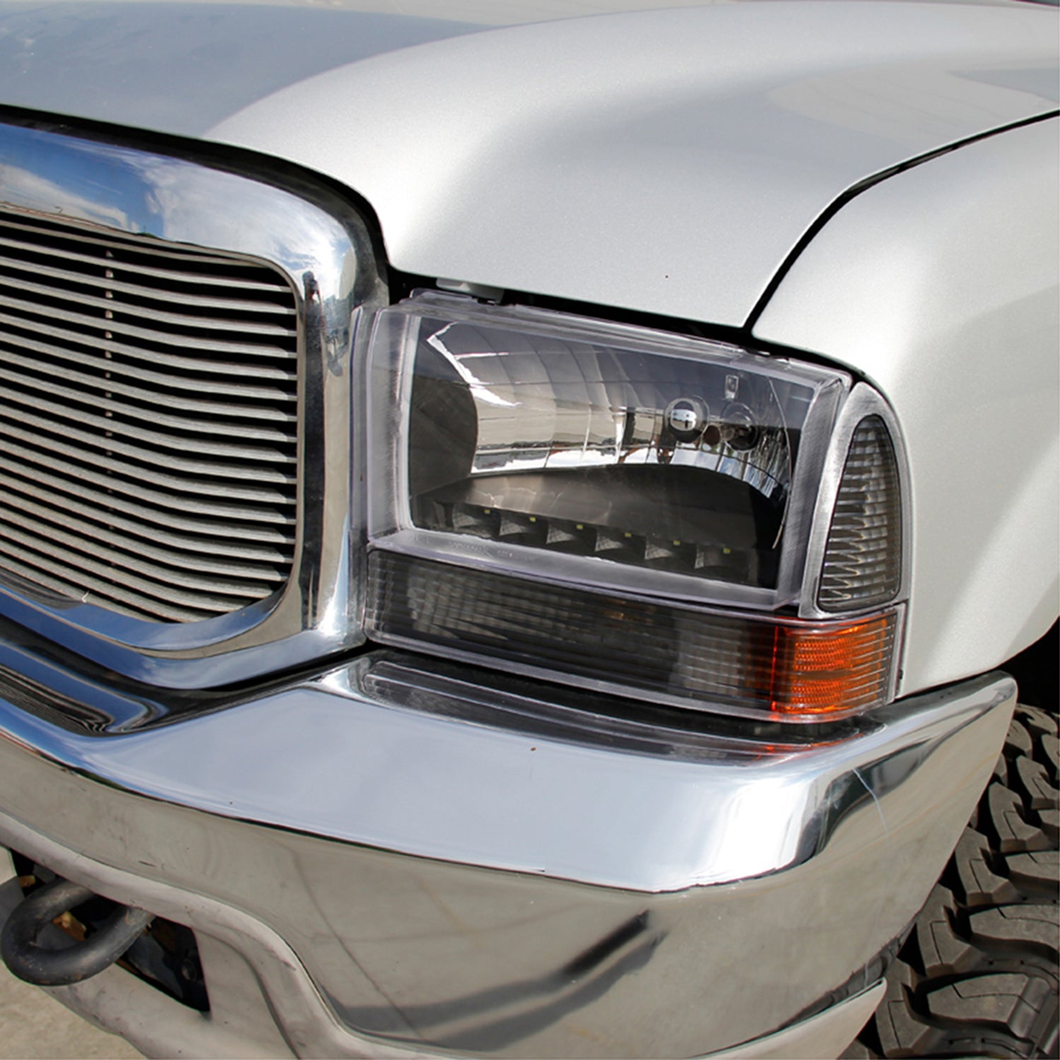 1999-2004 Ford F-250/350/450/550/Excursion Corner Lights Matt Black/Clear