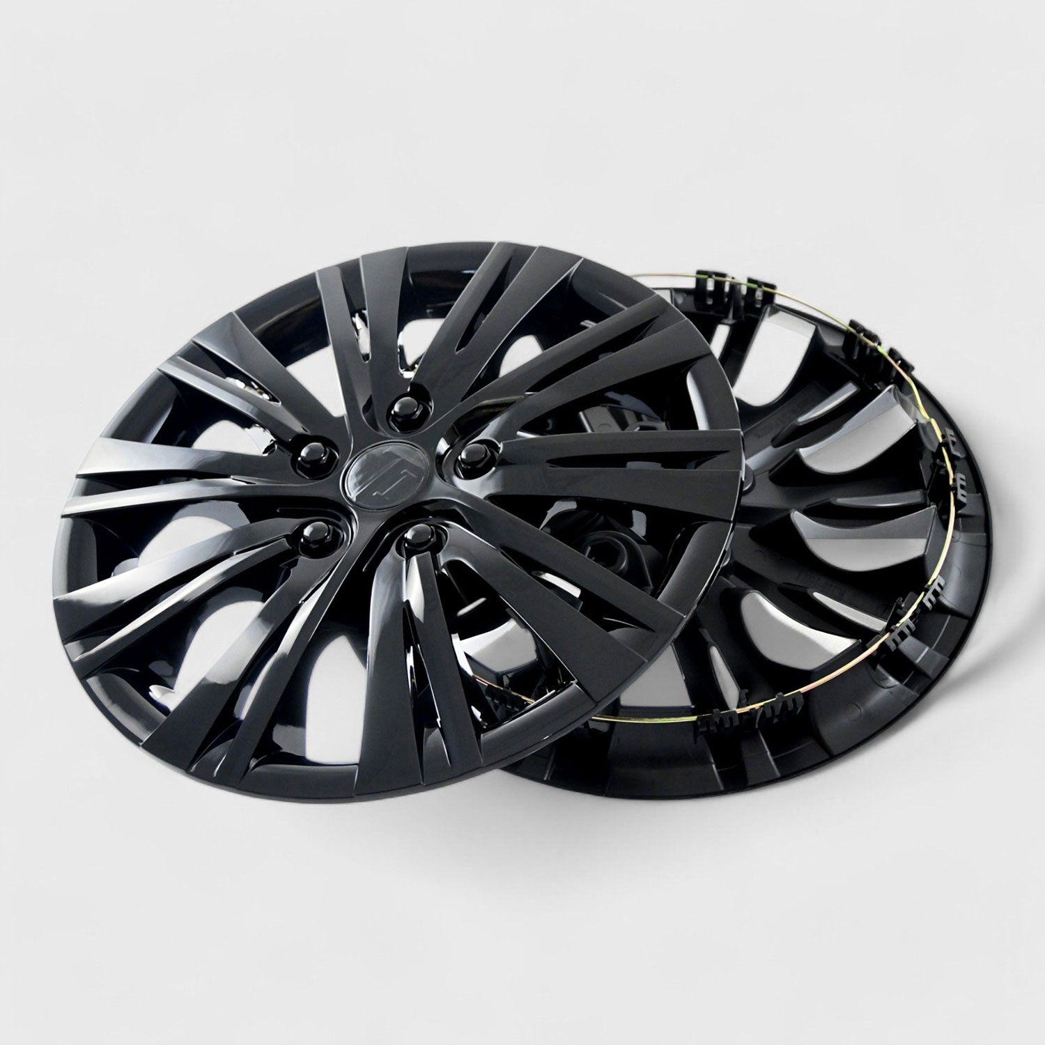 Semi-Universal Wheel Cover Hubcaps Set Gloss Black 4Pcs PP