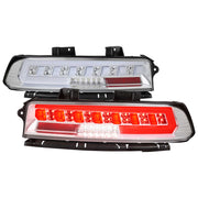 For Chevrolet Camaro 2014-2015 Full Red LED Sequential Tail Light Chrome Housing Clear Lens
