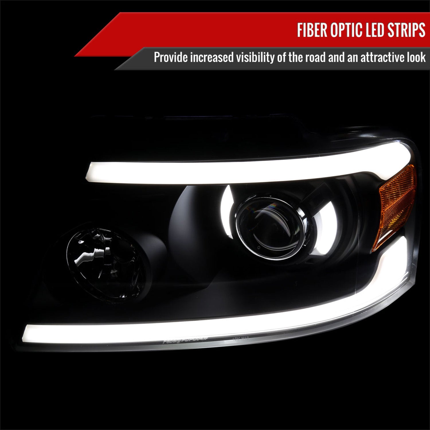 2004-2008 Ford F-150/06-2008 Lincoln Mark LT LED Tube Projector Headlights Black