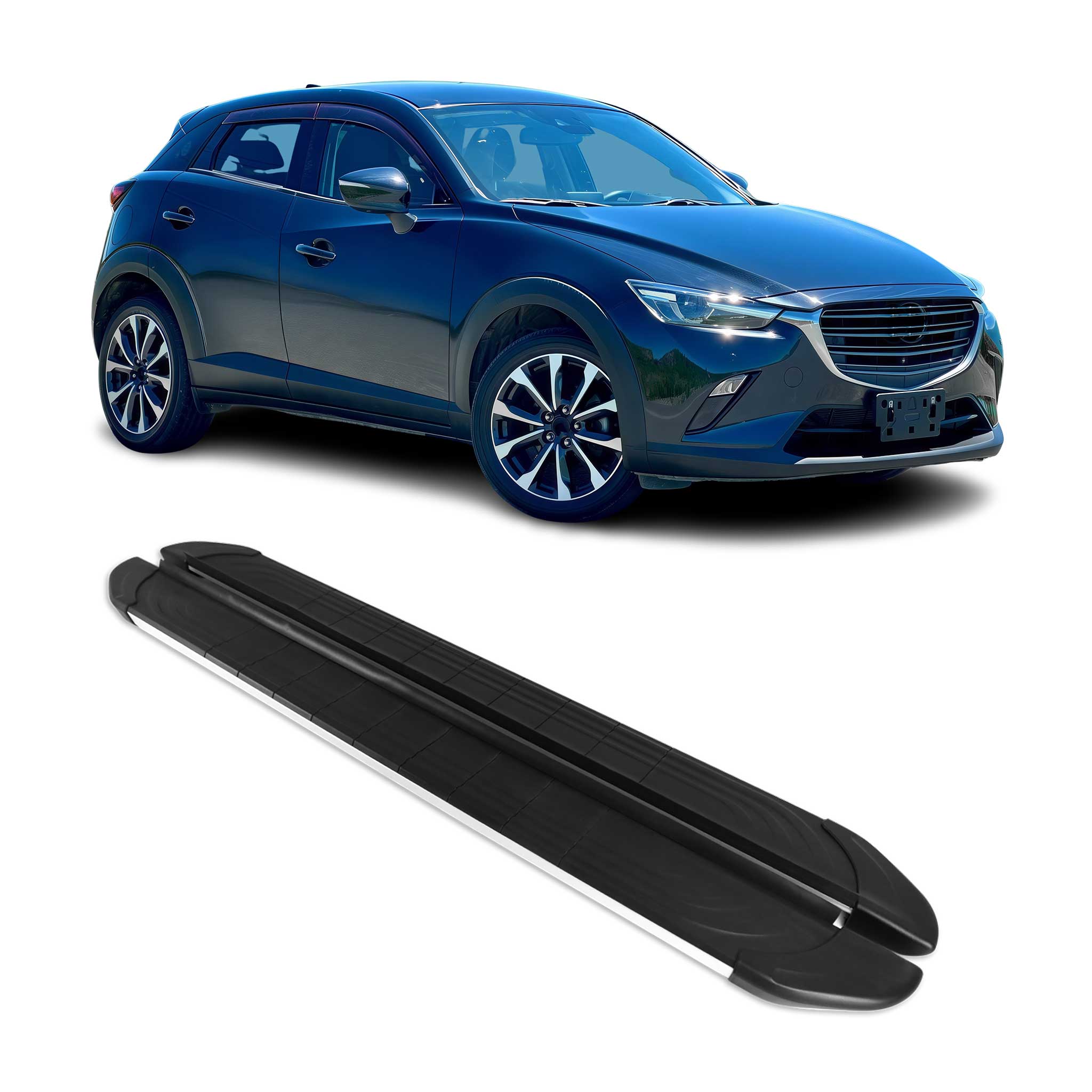 2016-2021 Mazda CX-3 Running Boards Side Steps Silver & Black
