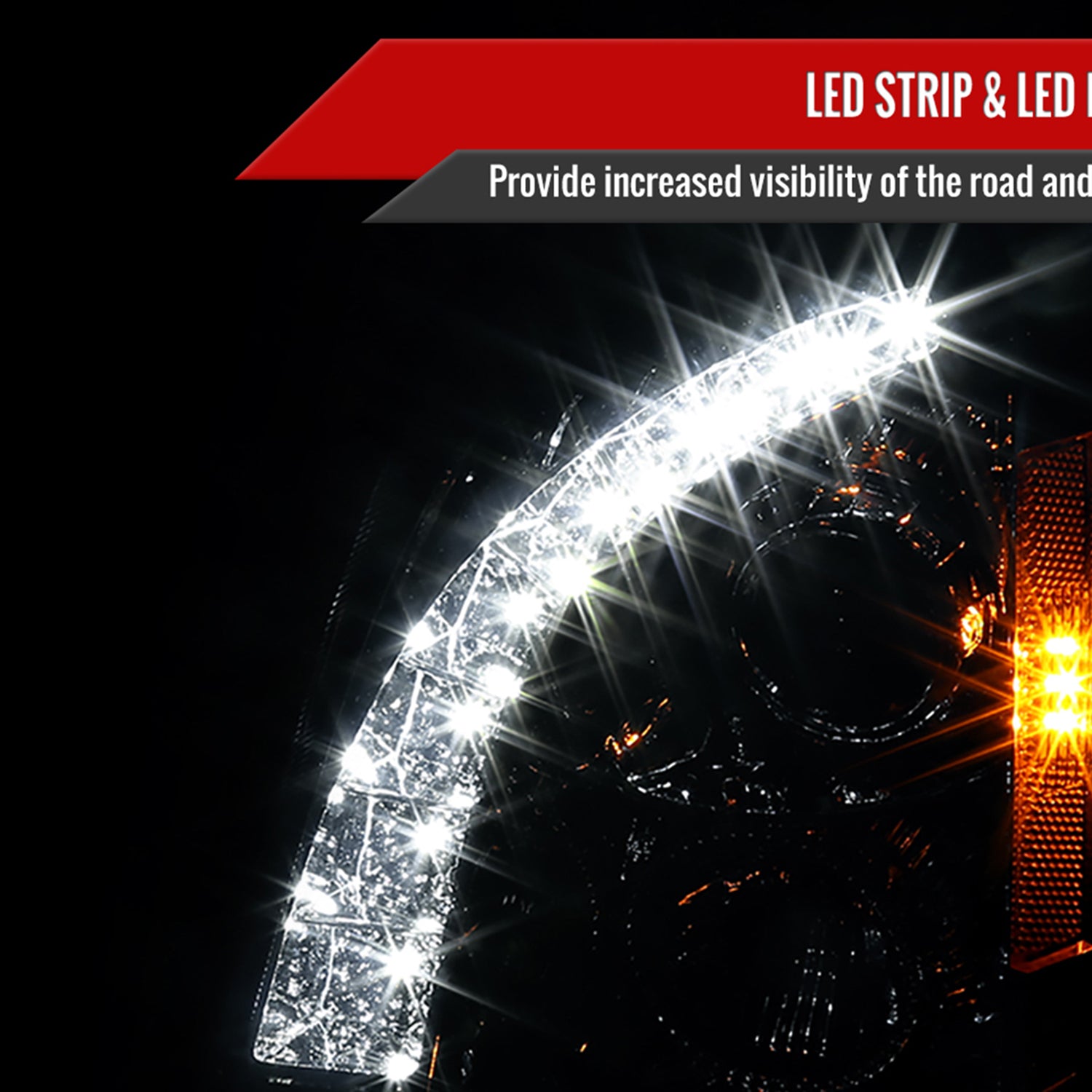 2008-2014 Cadillac CTS SMD LED Light Strip Projector Headlights Chrome/Smoke