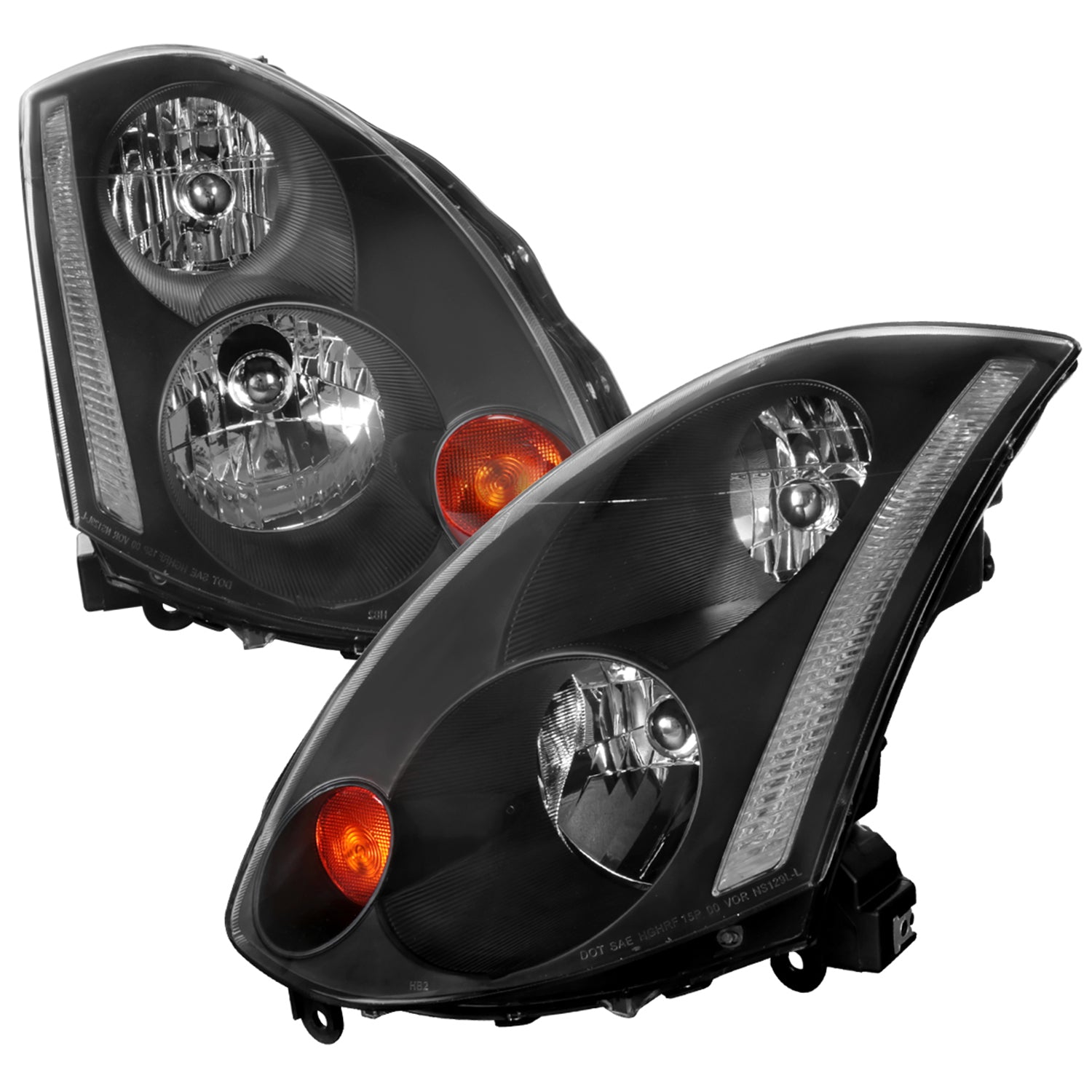 2003-2005 Infiniti G35 Coupe Factory Style Headlights Matte Black/Clear Lens