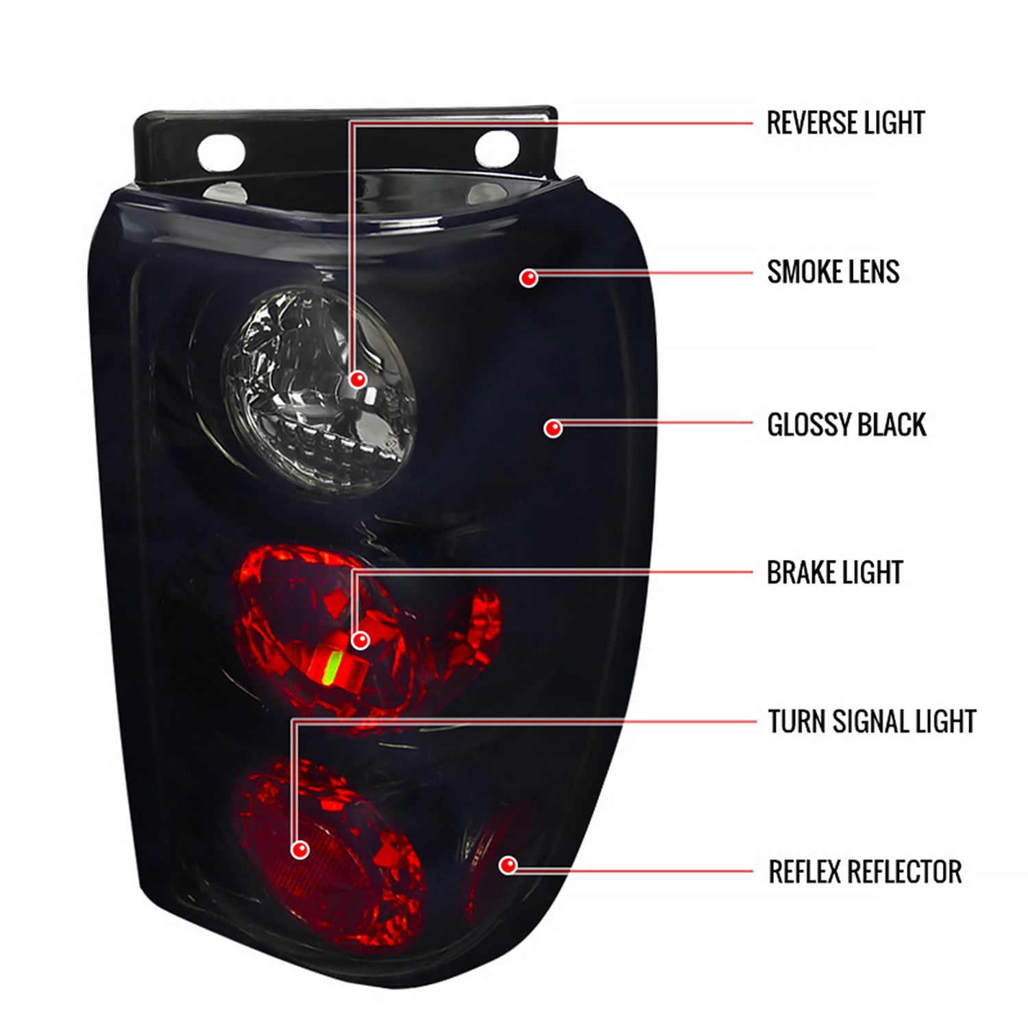 1995-1997 Ford Explorer Tail Lights Glossy Black Housing/Smoke Lens