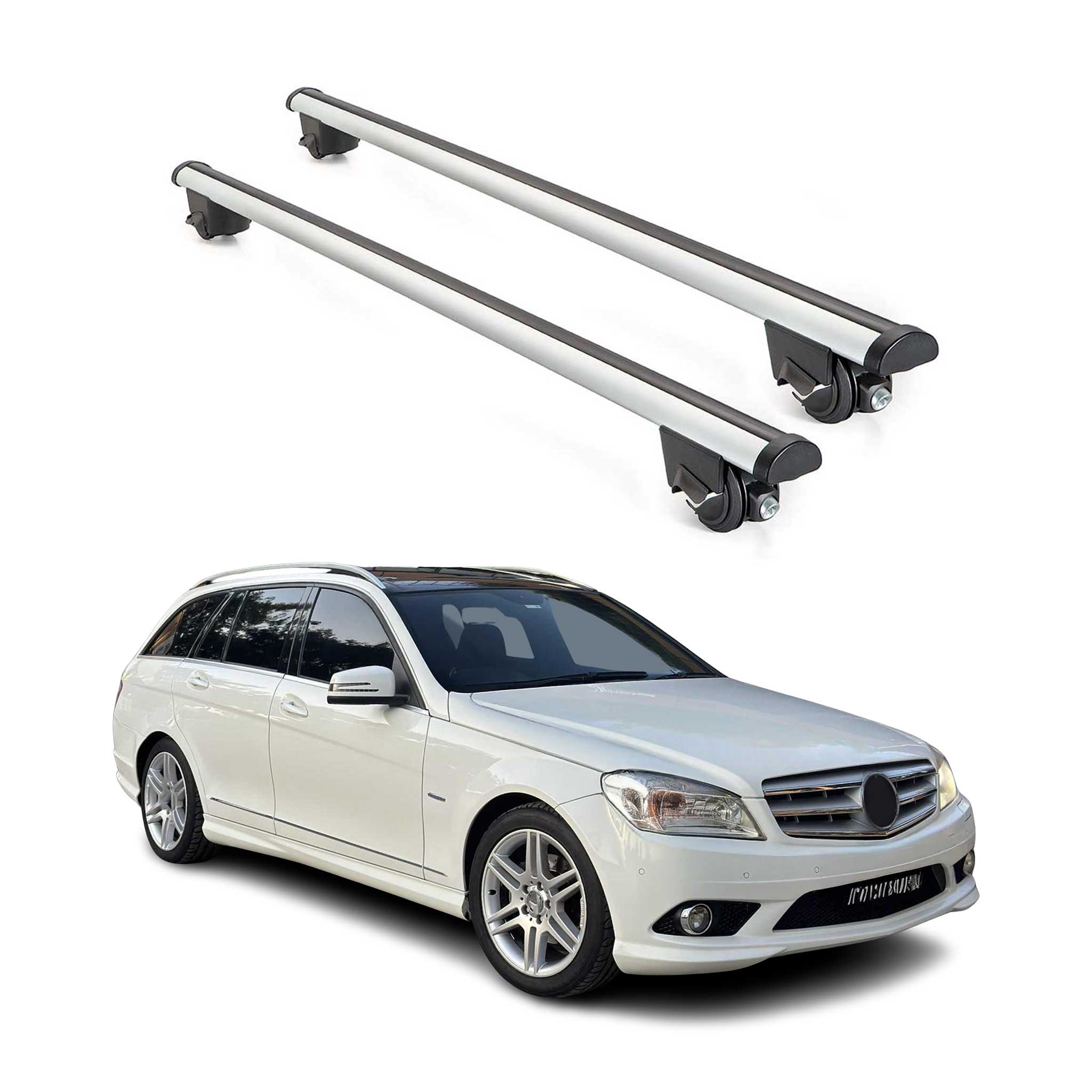 2010-2014 Mercedes C Class W204 Wagon Roof Rack Cross Bars Silver