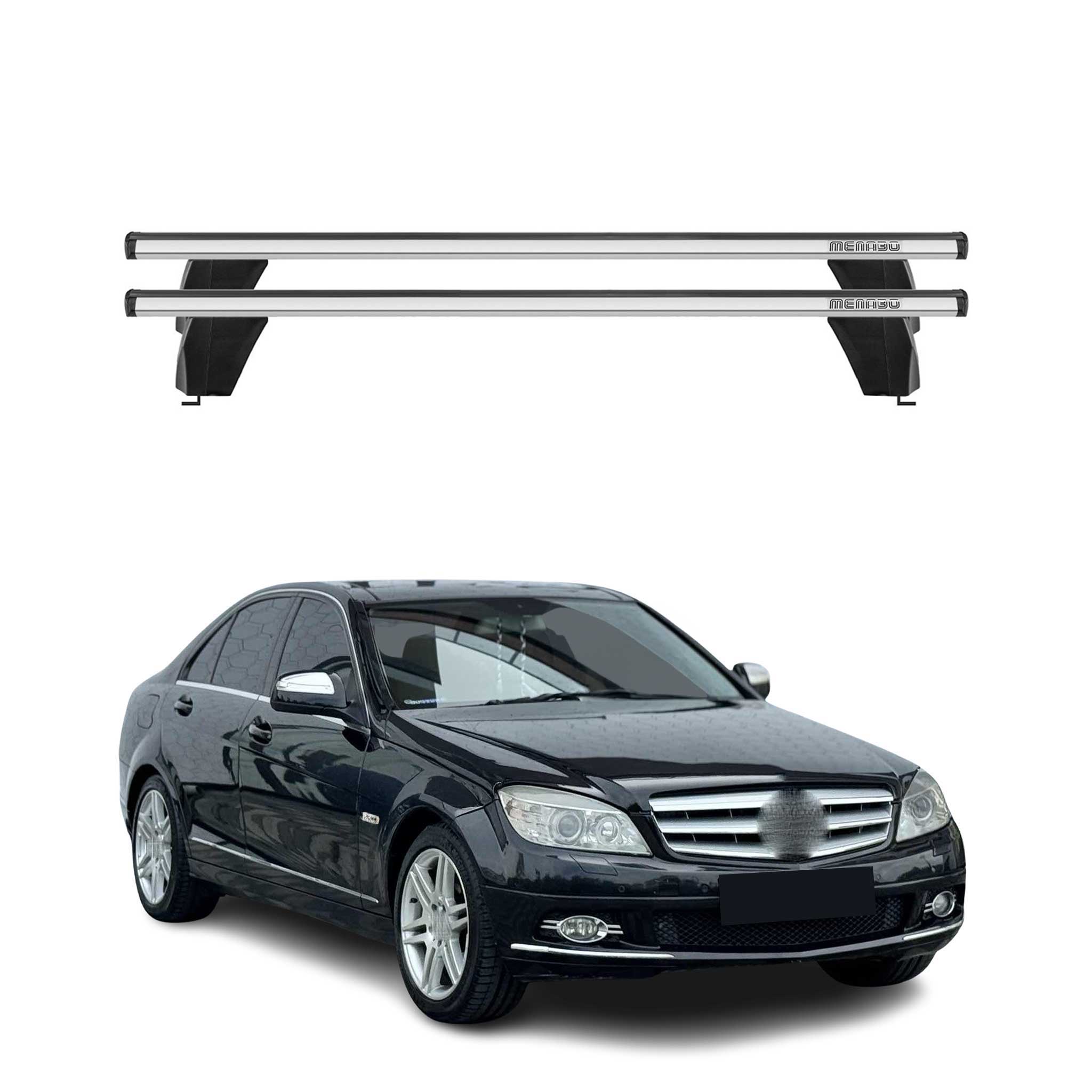 2010-2014 Mercedes C Class W204 Sedan Roof Rack Cross Bars Silver