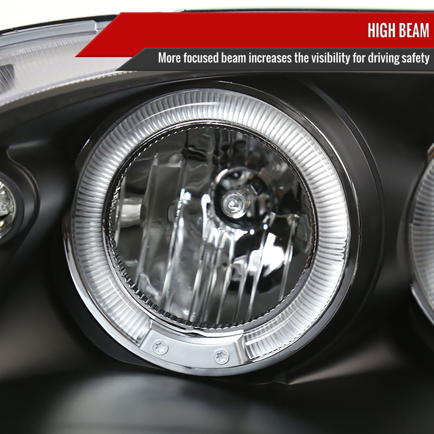 1998-2002 Honda Accord Dual Halo Projector Headlights Matte Black/Clear Lens