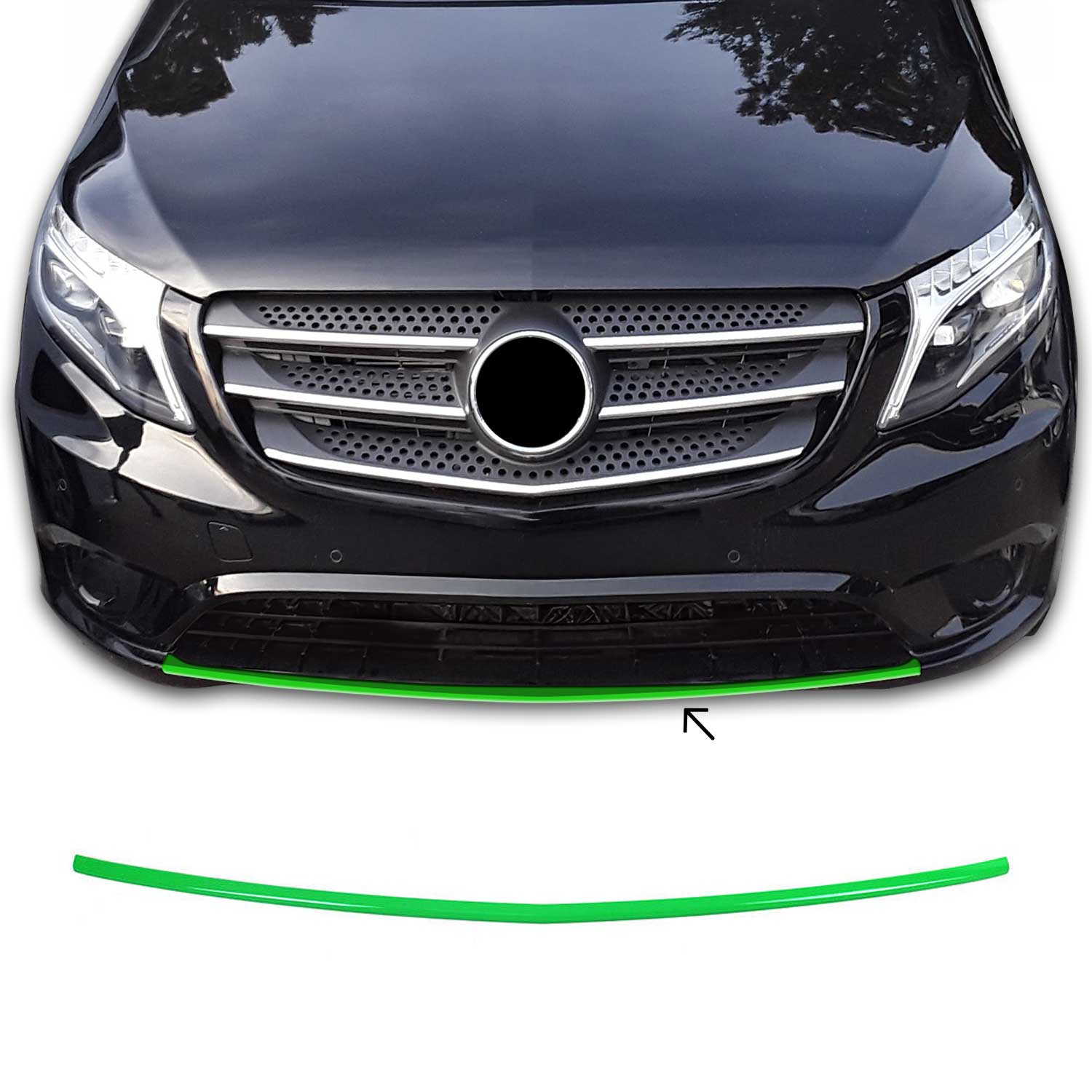 2016-2024 Mercedes Metris Front Bumper Grill Trim Molding S. Steel Green