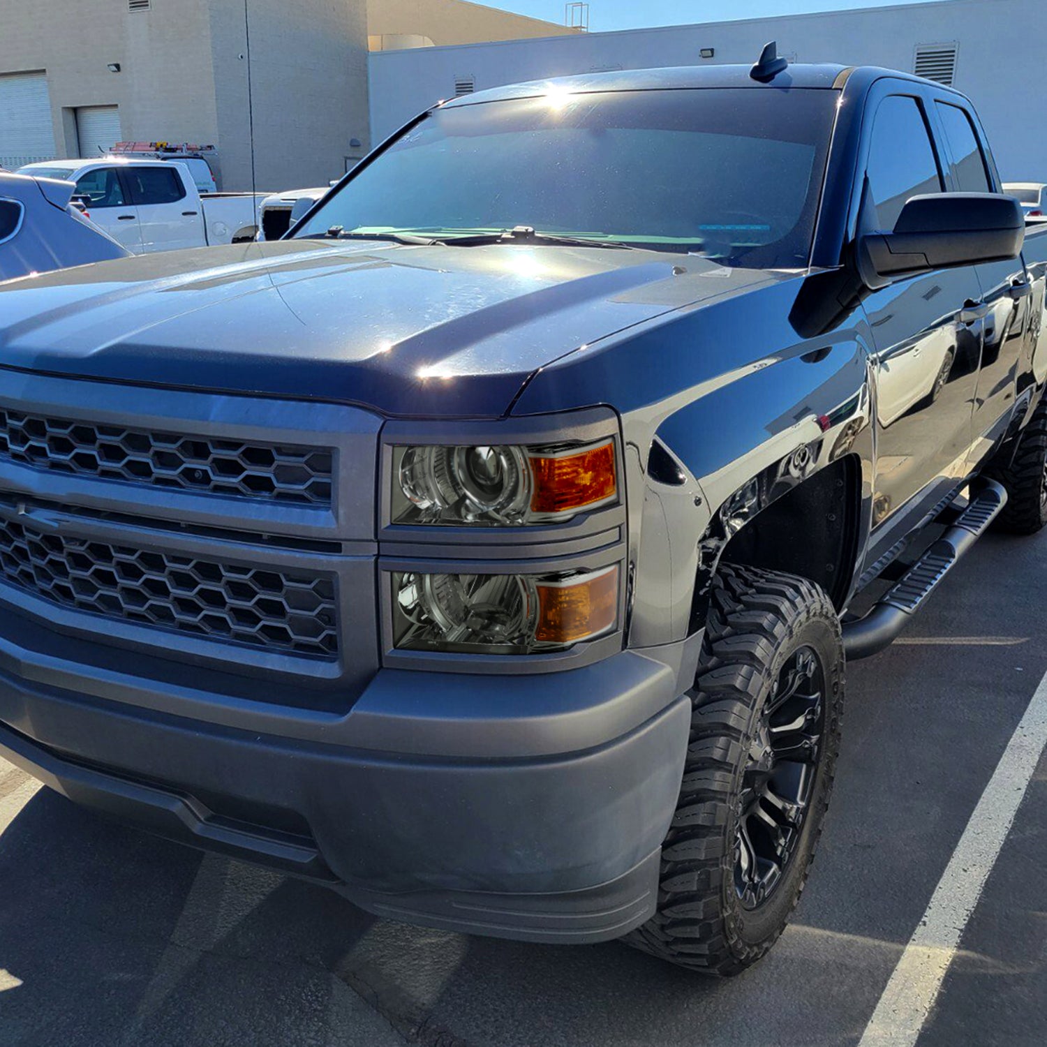 2014-2015 Chevy Silverado 1500 Projector Headlights Trim Black/Light Smoke