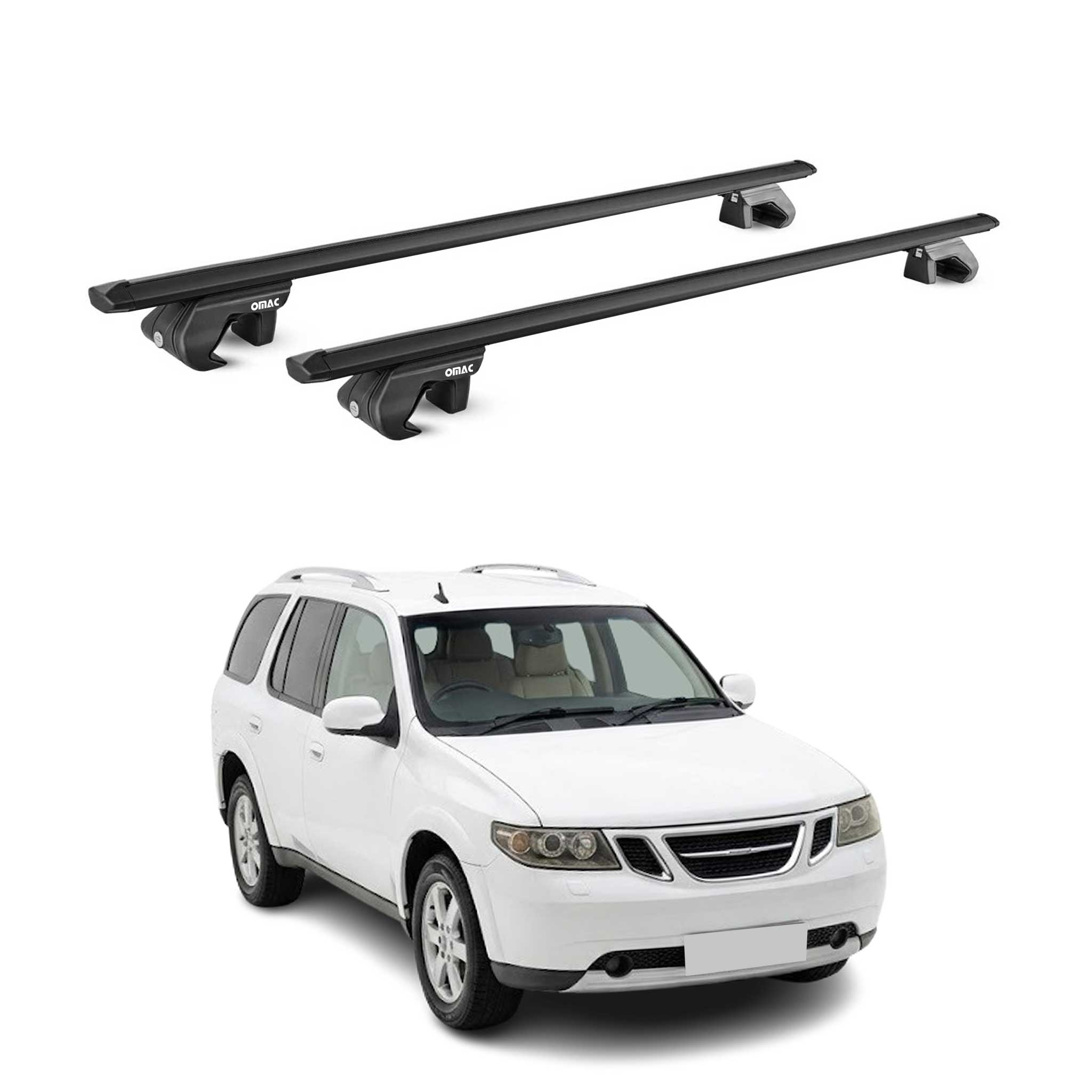 Roof Rack Cross Bars Luggage Carrier for Saab 9‑7X 2005-2009 Alu Black 2Pcs