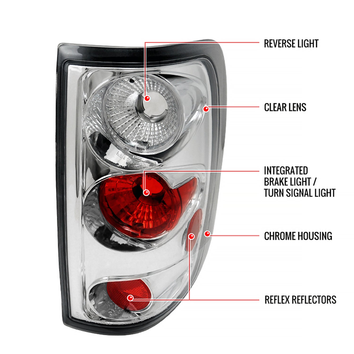 2004-2008 Ford F-150 Styleside Tail Lights Chrome Housing/Clear Lens