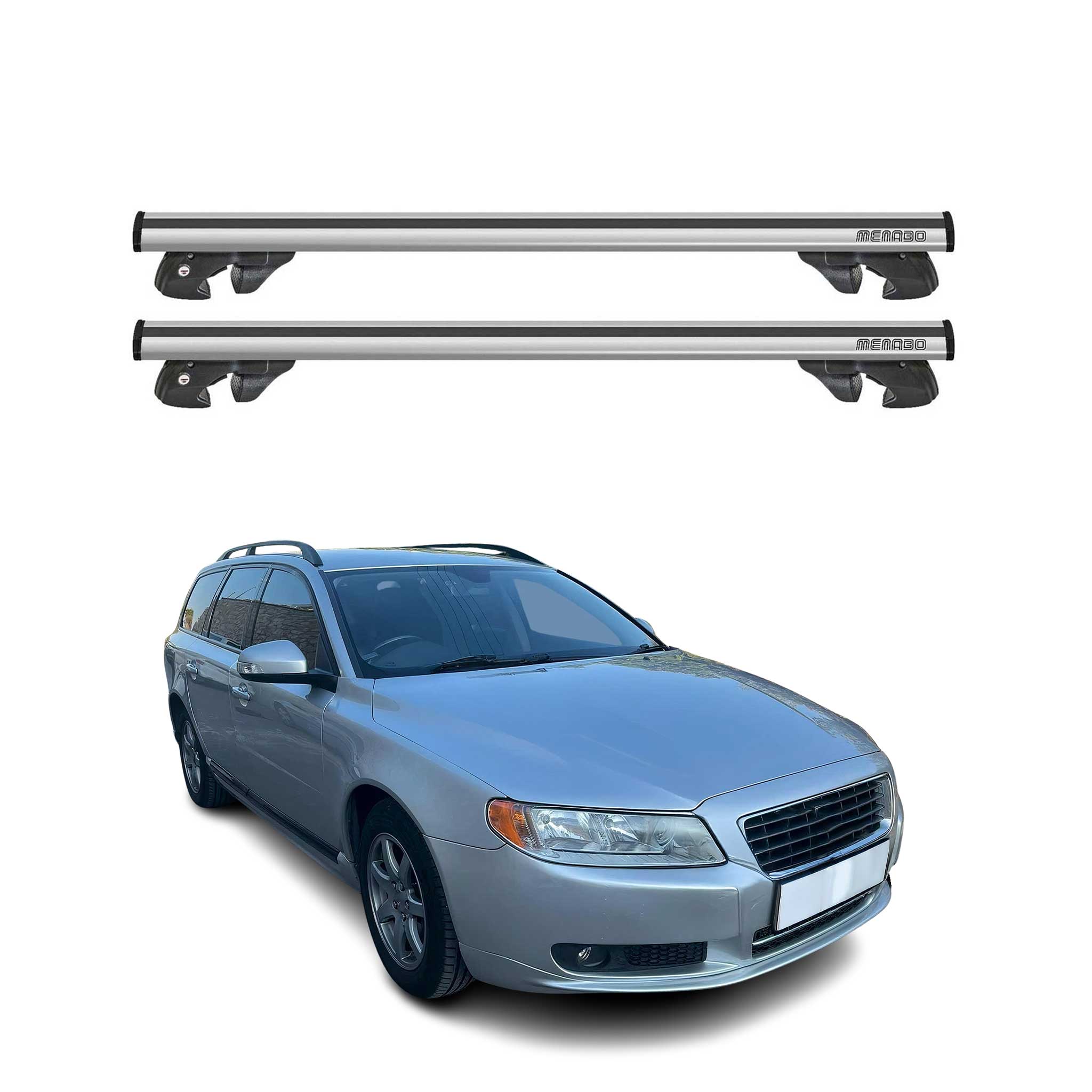 2008-2016 Volvo V70 Roof Rack Cross Bars Silver