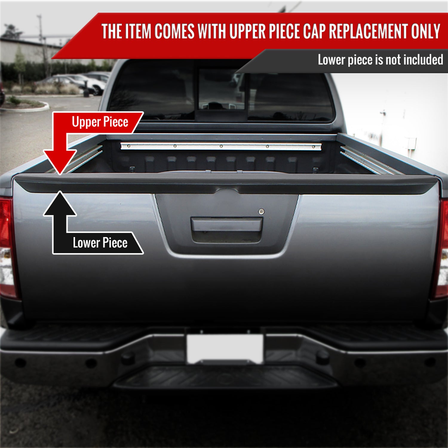 2013-2018 Nissan Frontier Black Textured ABS Tailgate Molding Protector Cap