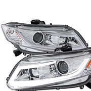 2012-2013 Honda Civic Coupe/ 12-2015 Civic Sedan LED Bar Headlights Chrome
