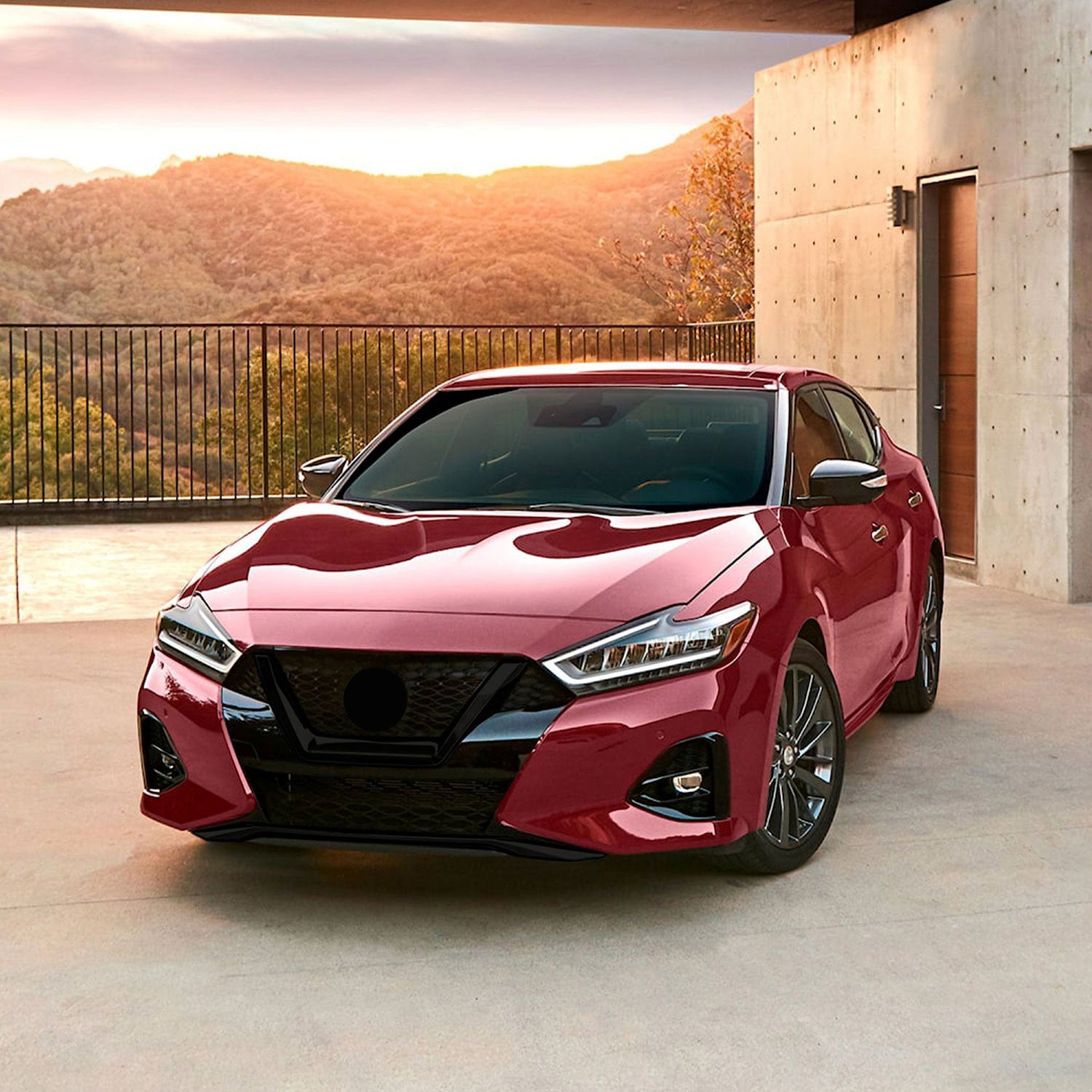 2019-2023 Nissan Maxima Grille Overlay Gloss Black 2Pcs ABS Plastic