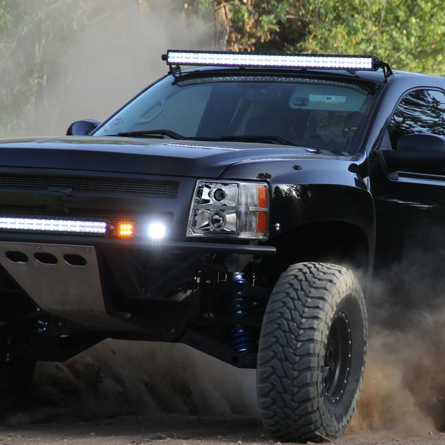 2007-2013 Chevy Silverado 1500 2500HD 3500HD Headlights LED Light Bar Chrome