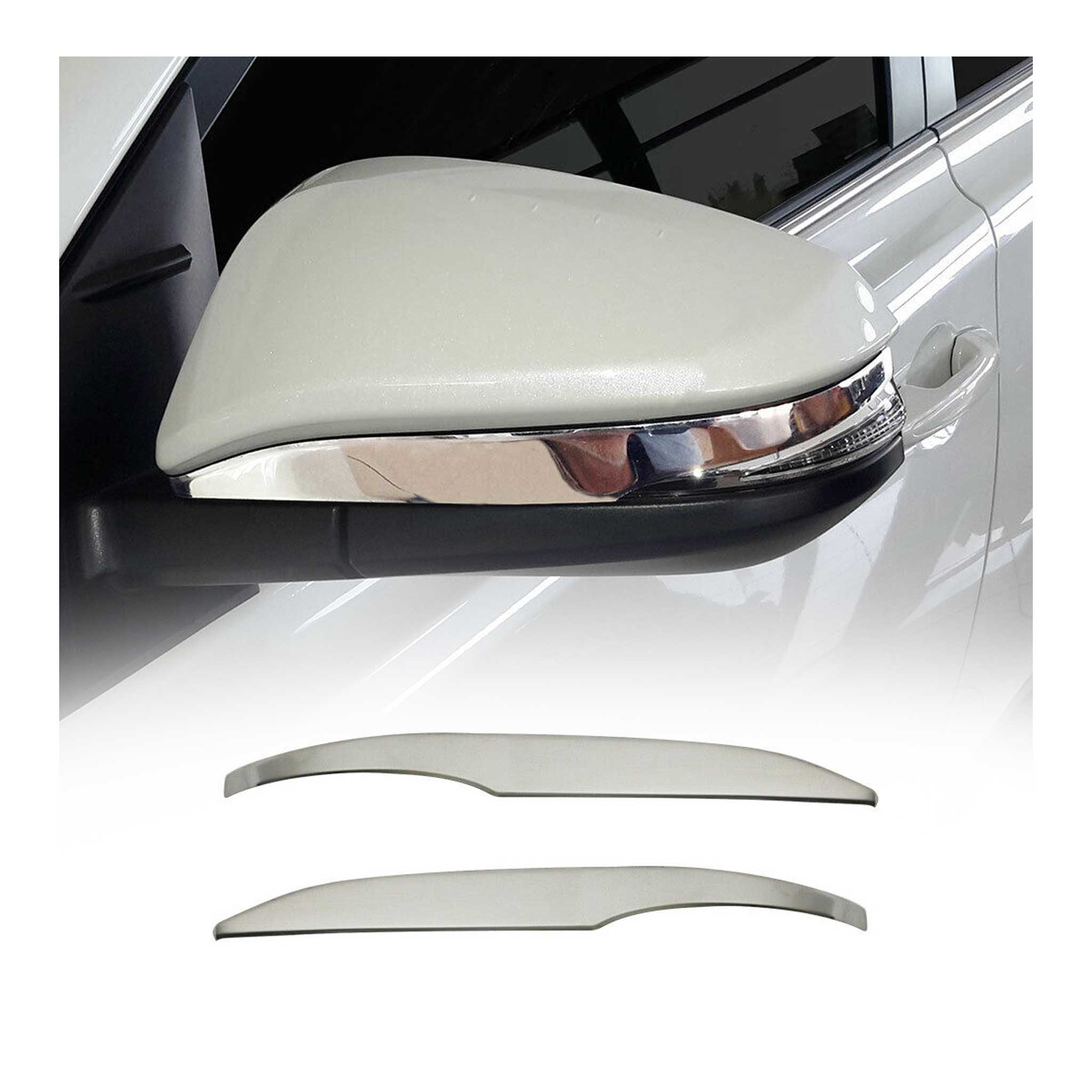 2016-2023 Toyota Hilux Side Mirror Cover Caps Stainless Steel Silver 2 Pcs
