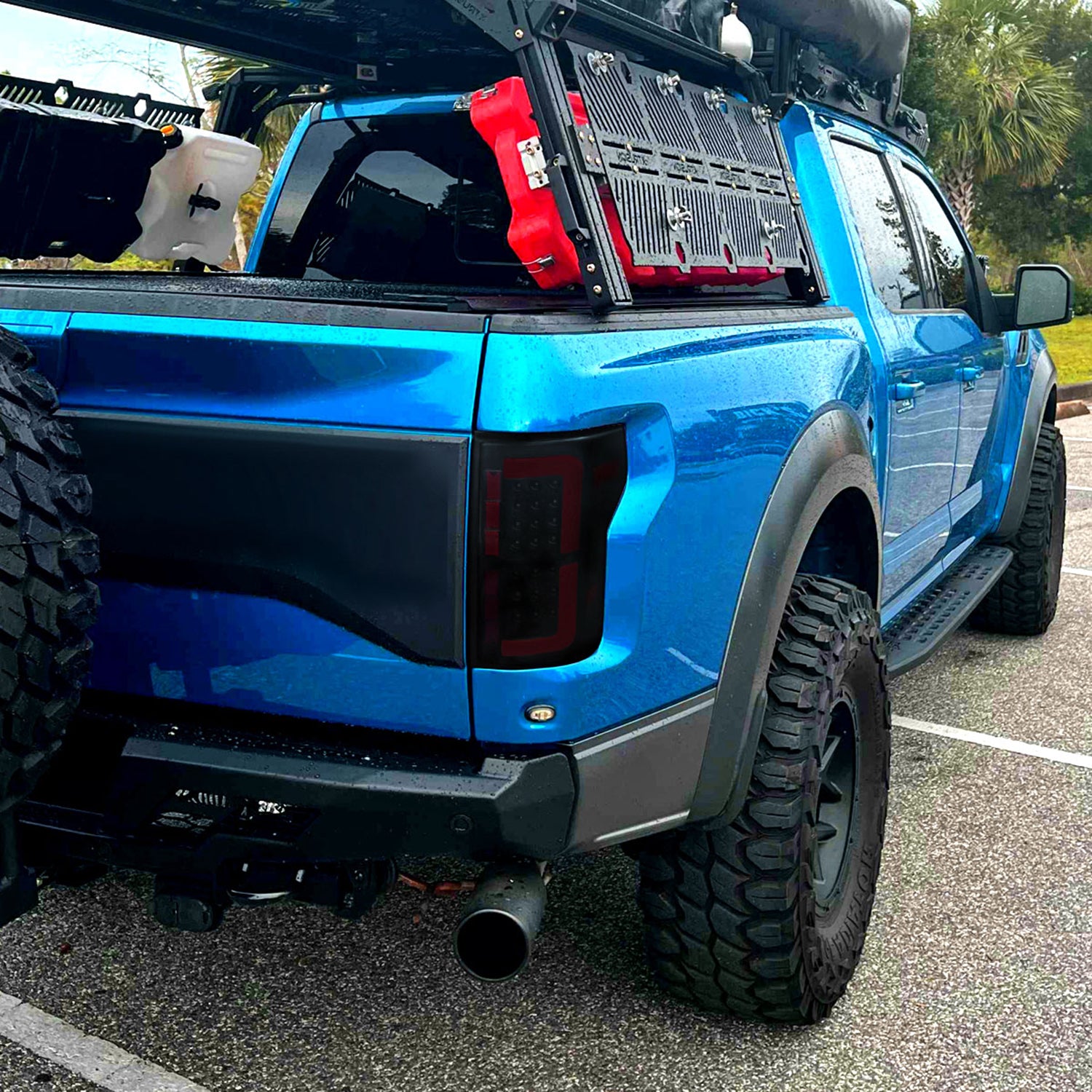 2015-2020 Ford F-150 Red LED Bar Tail Light Assembly Glossy Black/Smoke Lens