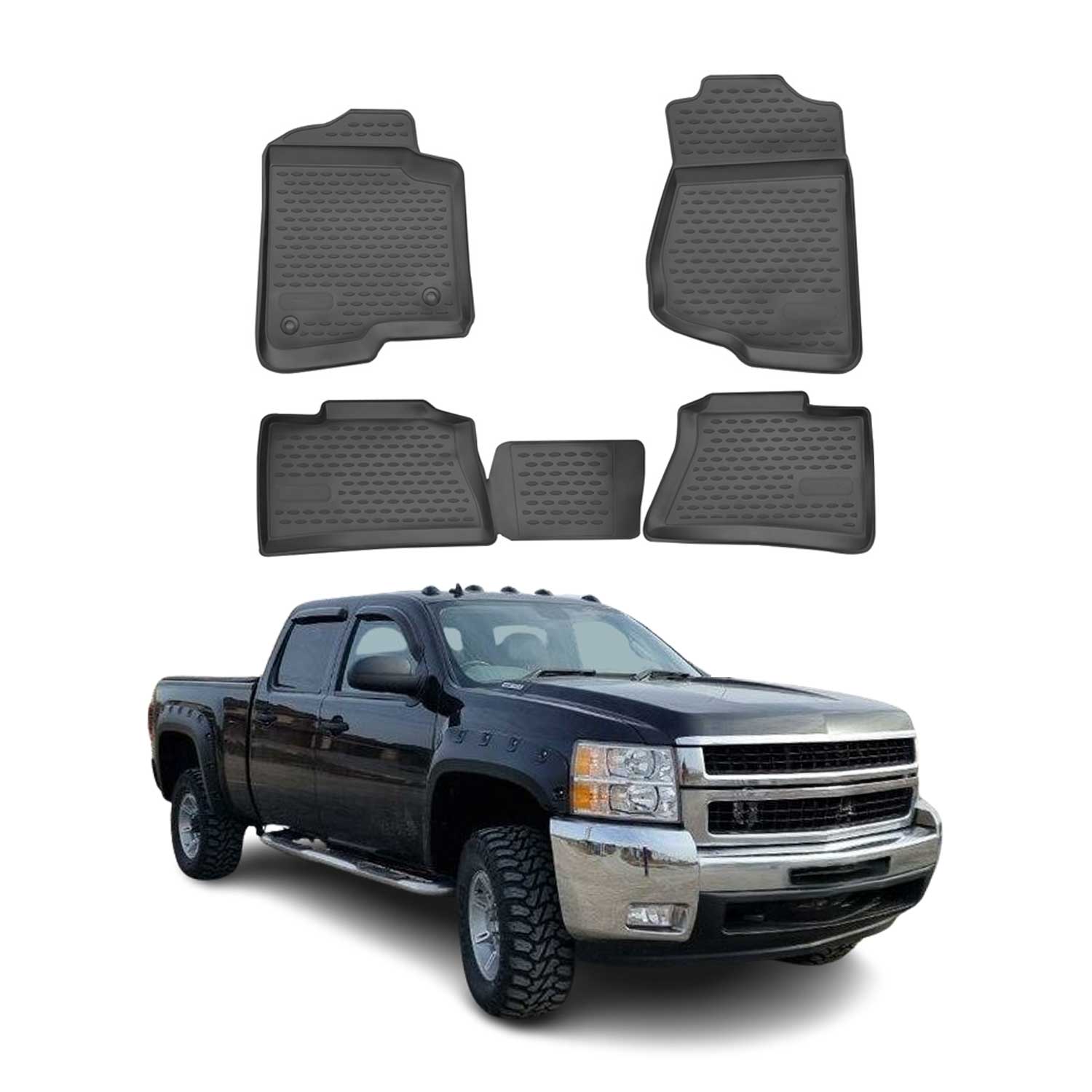 2008-2013 Chevrolet Silverado Crew Cab Floor Mats Liners Full Set All Weather