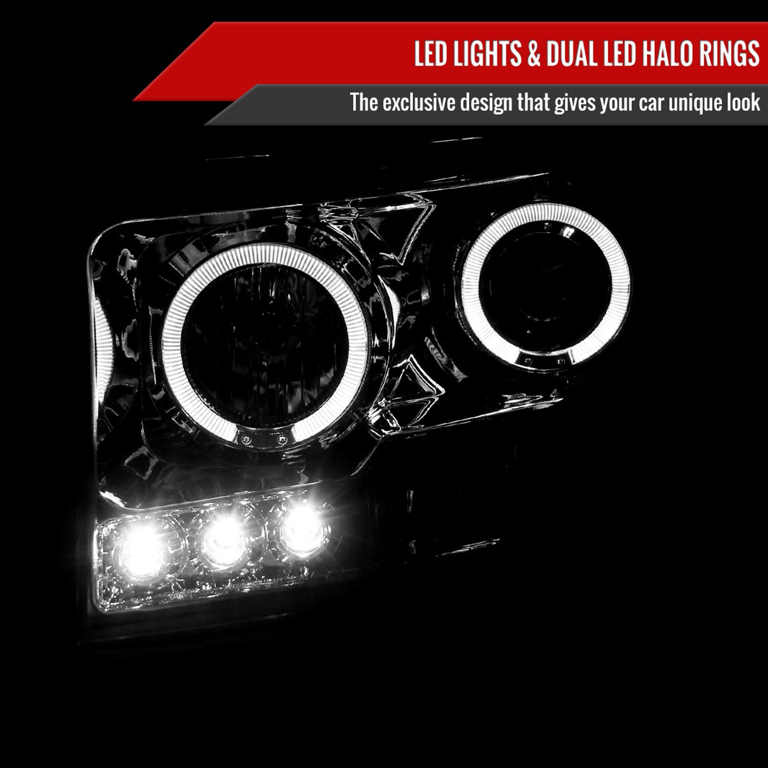 2006-2008 Dodge RAM 1500/ 06-2009 RAM 2500 3500 Dual Halo Headlights Chrome
