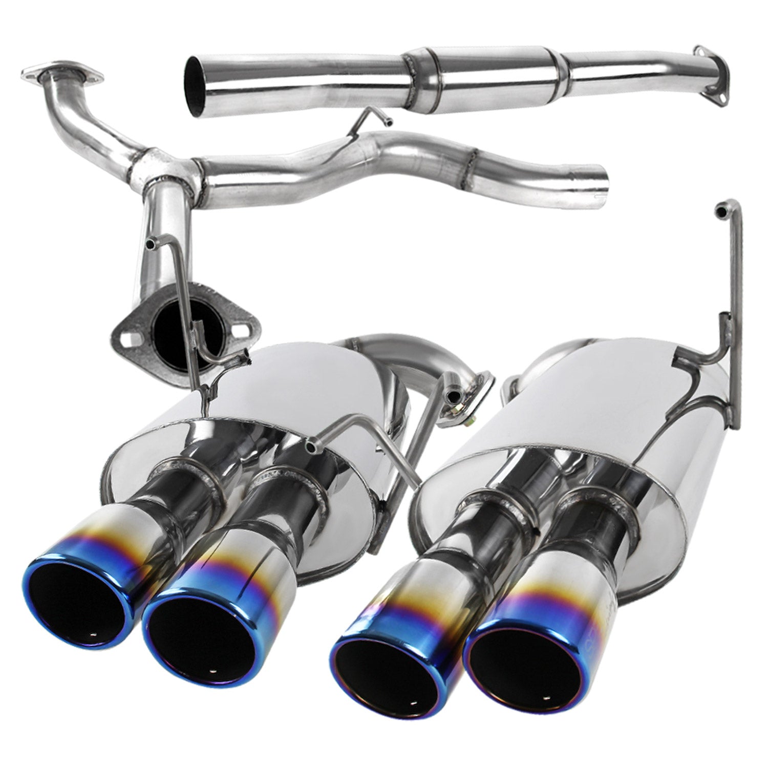 2008-2014 Subaru Impreza WRX STI Sedan Dual Catback Exhaust Burnt Quad Tip