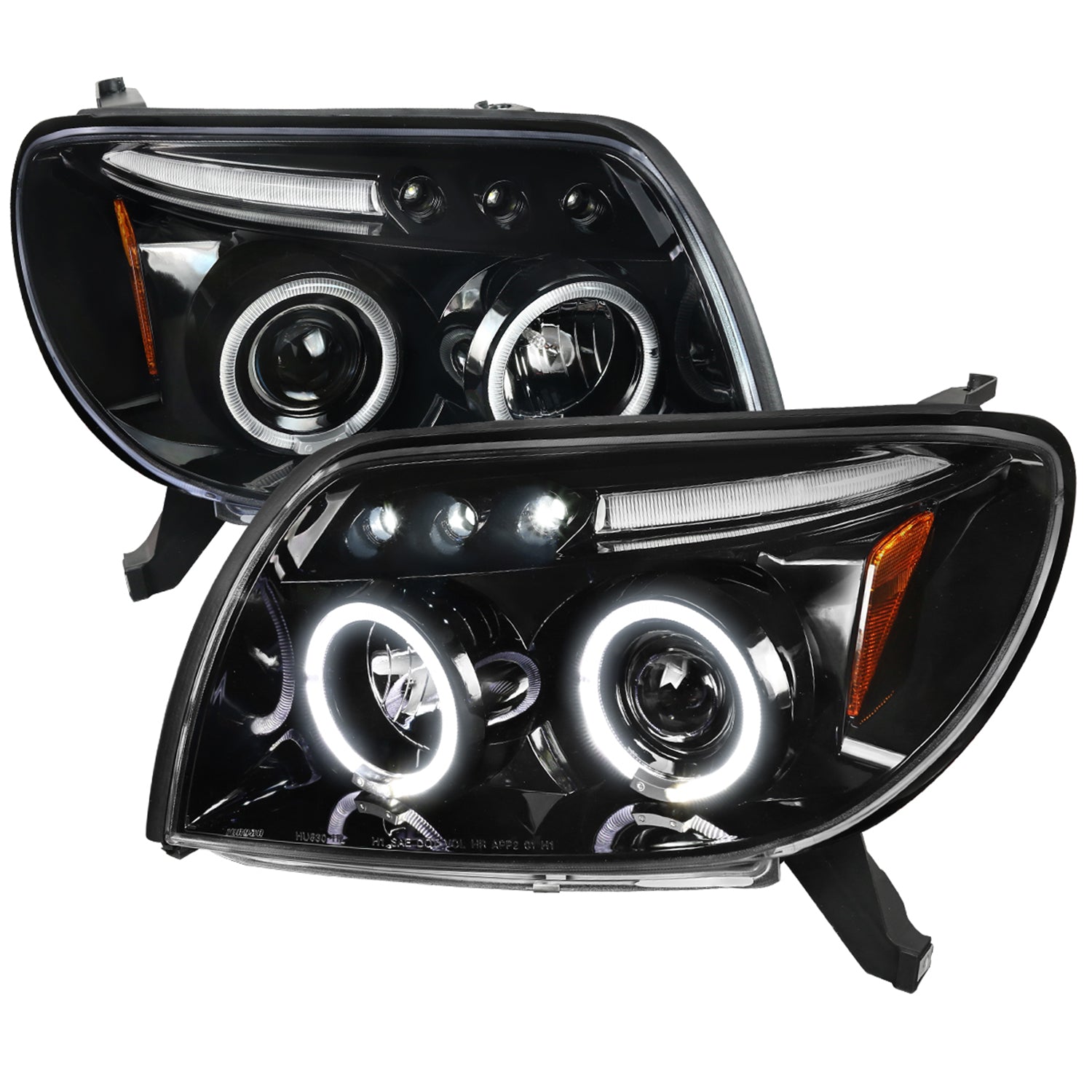 2003-2005 Toyota 4Runner Dual Halo Projector Headlights Jet Black/Clear Lens