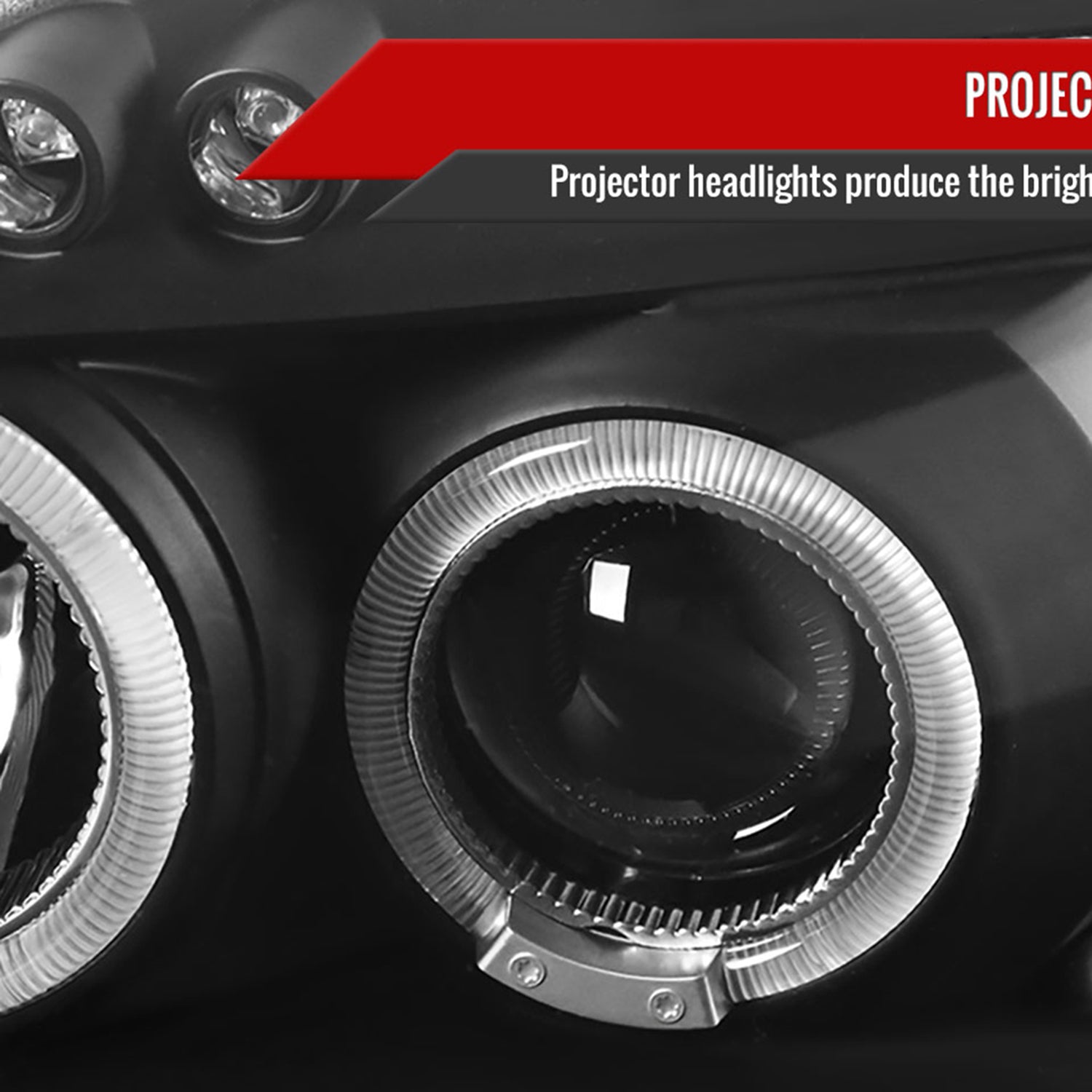 1996-1998 Honda Civic Dual Halo Projector Headlights Matte Black/Clear Lens