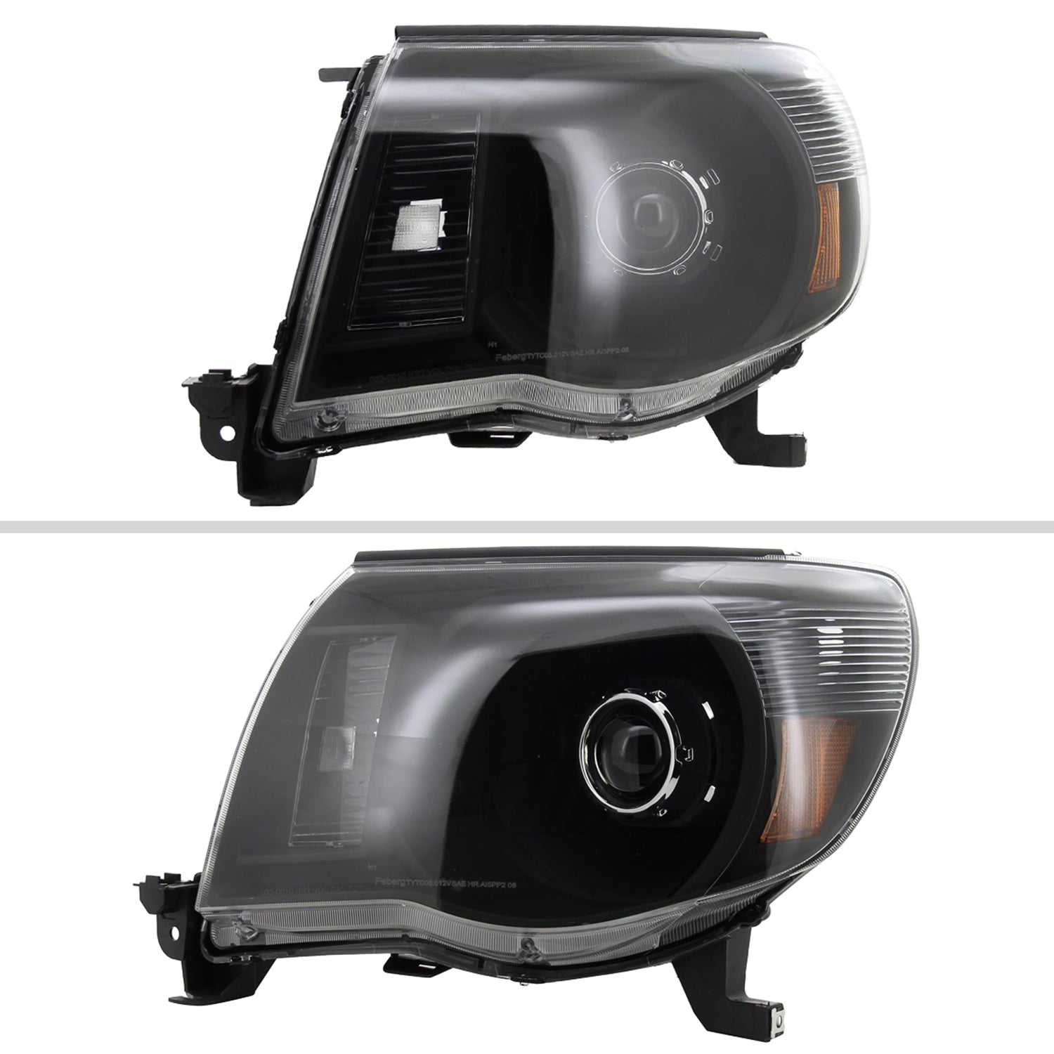 2005-2011 Toyota Tacoma Retro Style Projector Headlights Matte Black/Clear